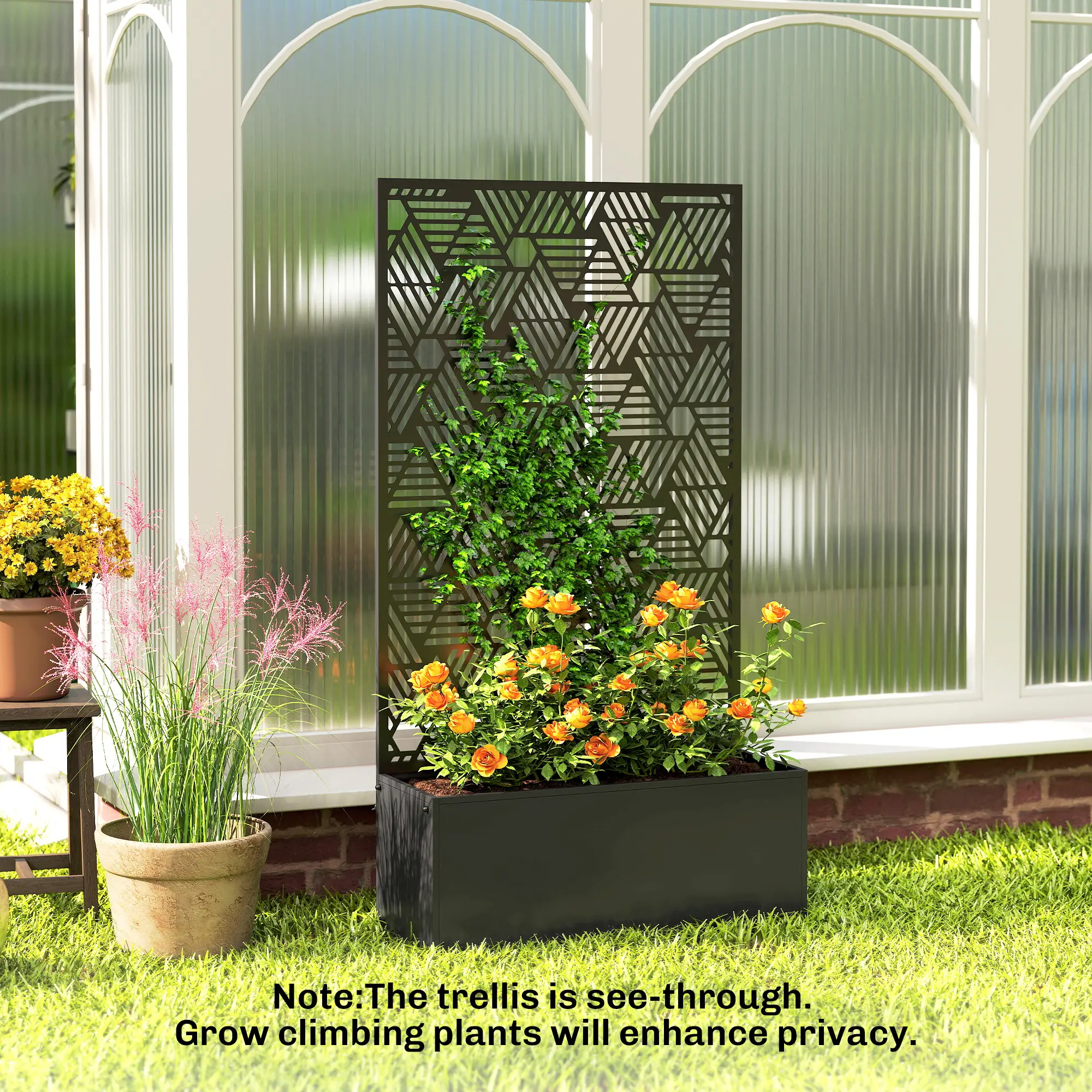 Metal Planter Box With Trellis, 44.5" Tall, Raised Garden Bed - Image 7