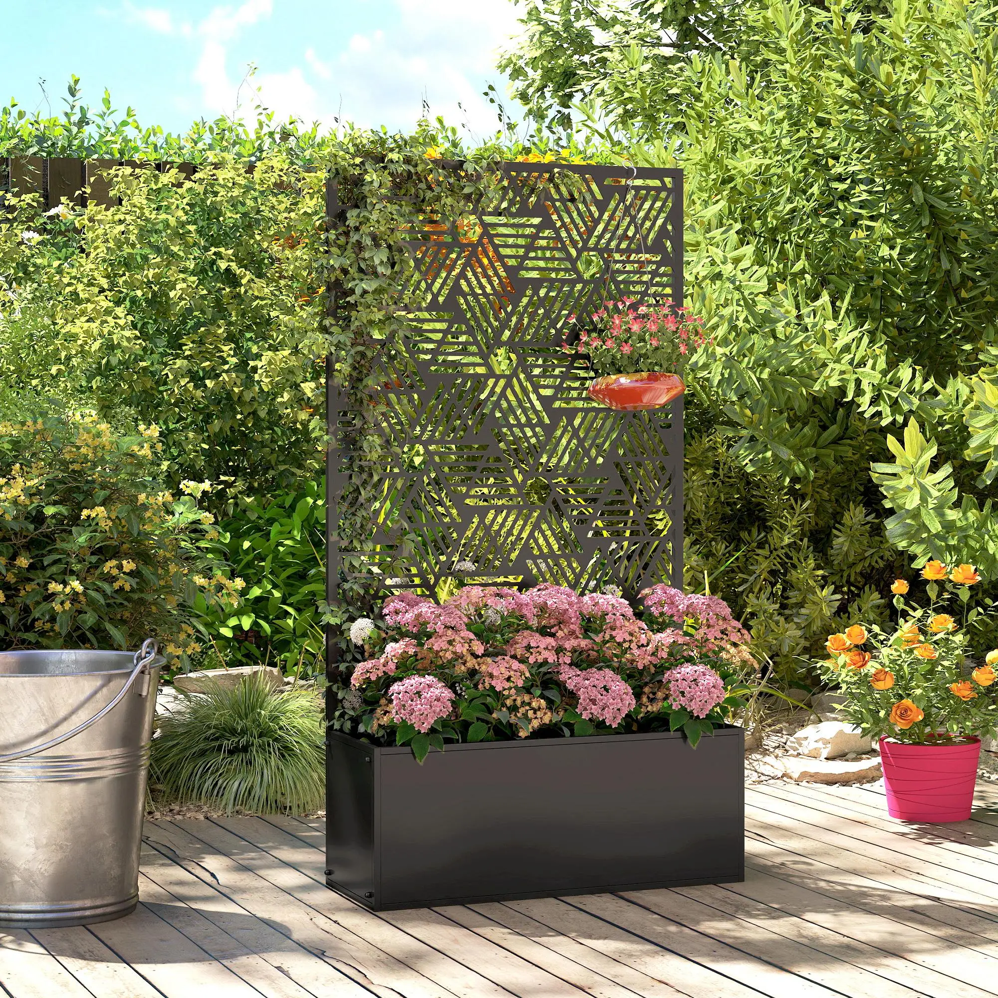 Metal Planter Box With Trellis, 44.5" Tall, Raised Garden Bed - Image 9