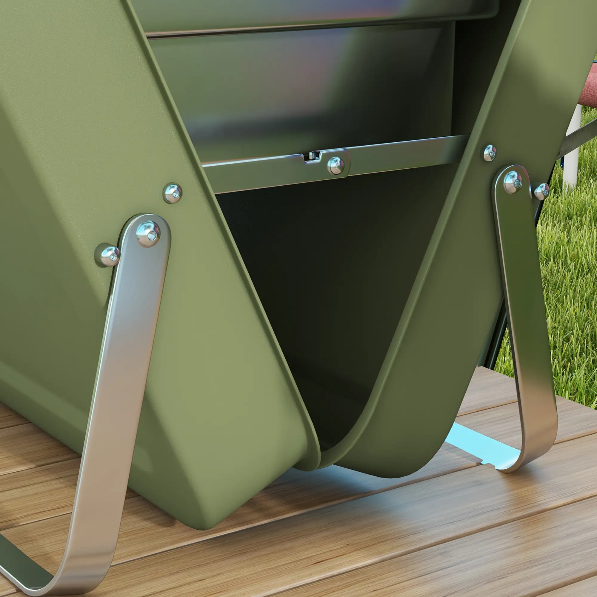 Metal Portable BBQ Grill, Green - Image 9