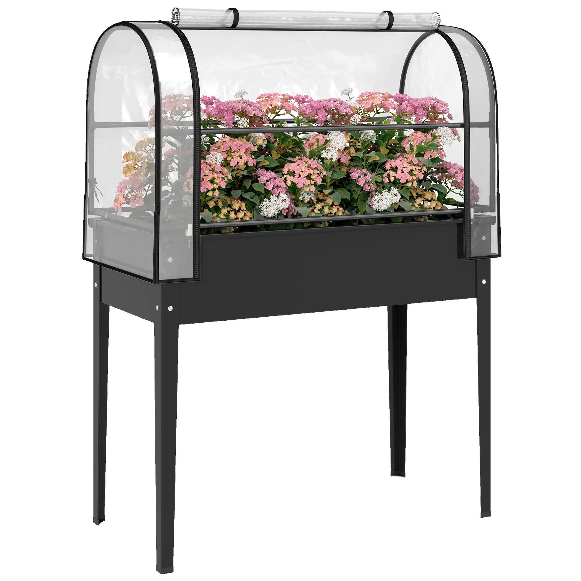 Metal Raised Garden Bed With Greenhouse Cover, Black - Image 11