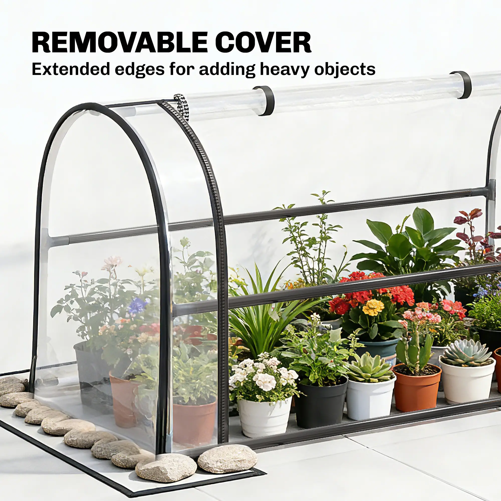 Metal Raised Garden Bed With Greenhouse Cover, Black - Image 5