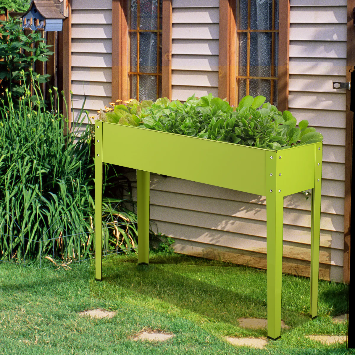 Metal Raised Garden Bed With Legs, 40 x 11 x 31.5 Inches, Green - Image 2