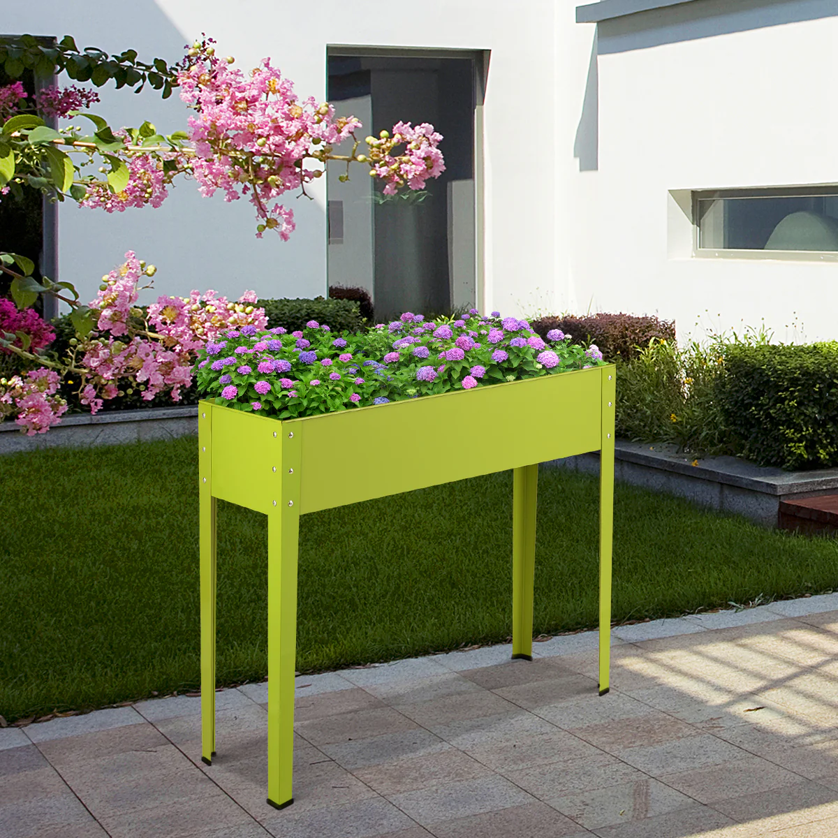 Metal Raised Garden Bed With Legs, 40 x 11 x 31.5 Inches, Green - Image 3