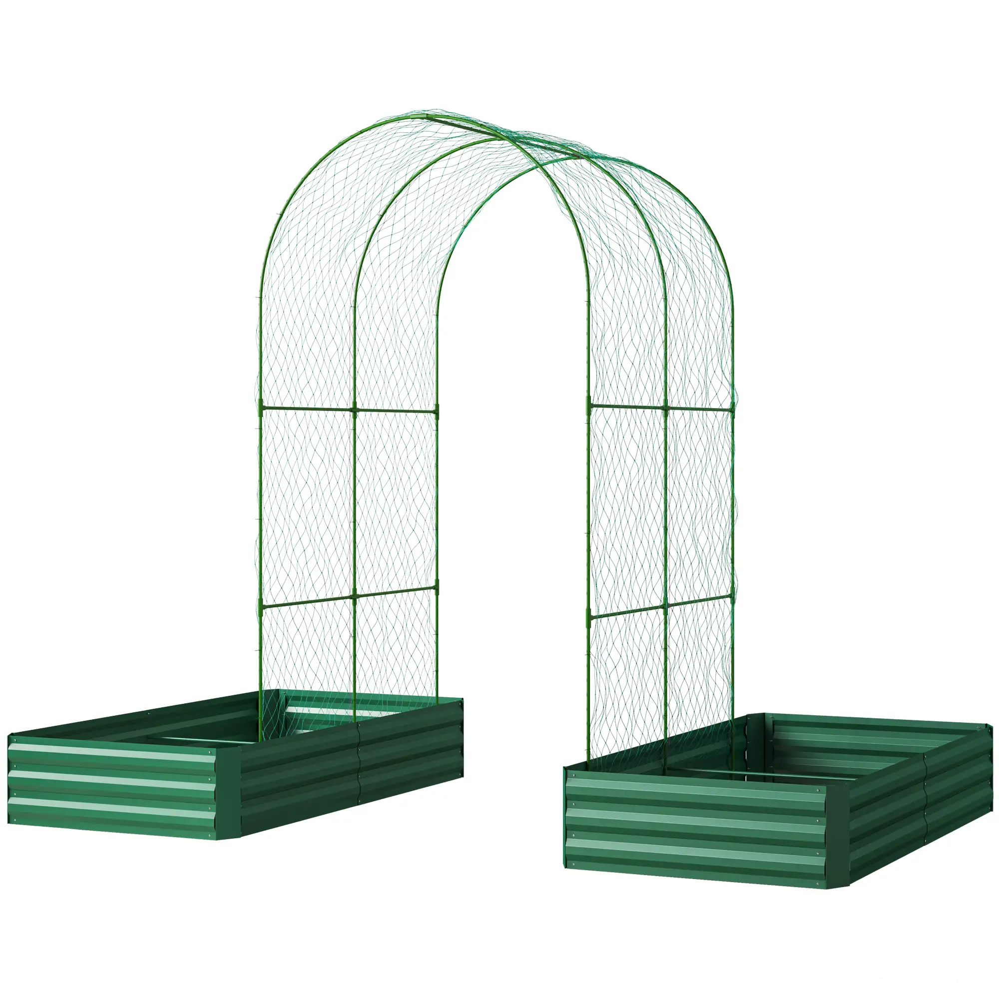 Metal Raised Garden Bed with Trellis, Galvanized Outdoor Garden Box