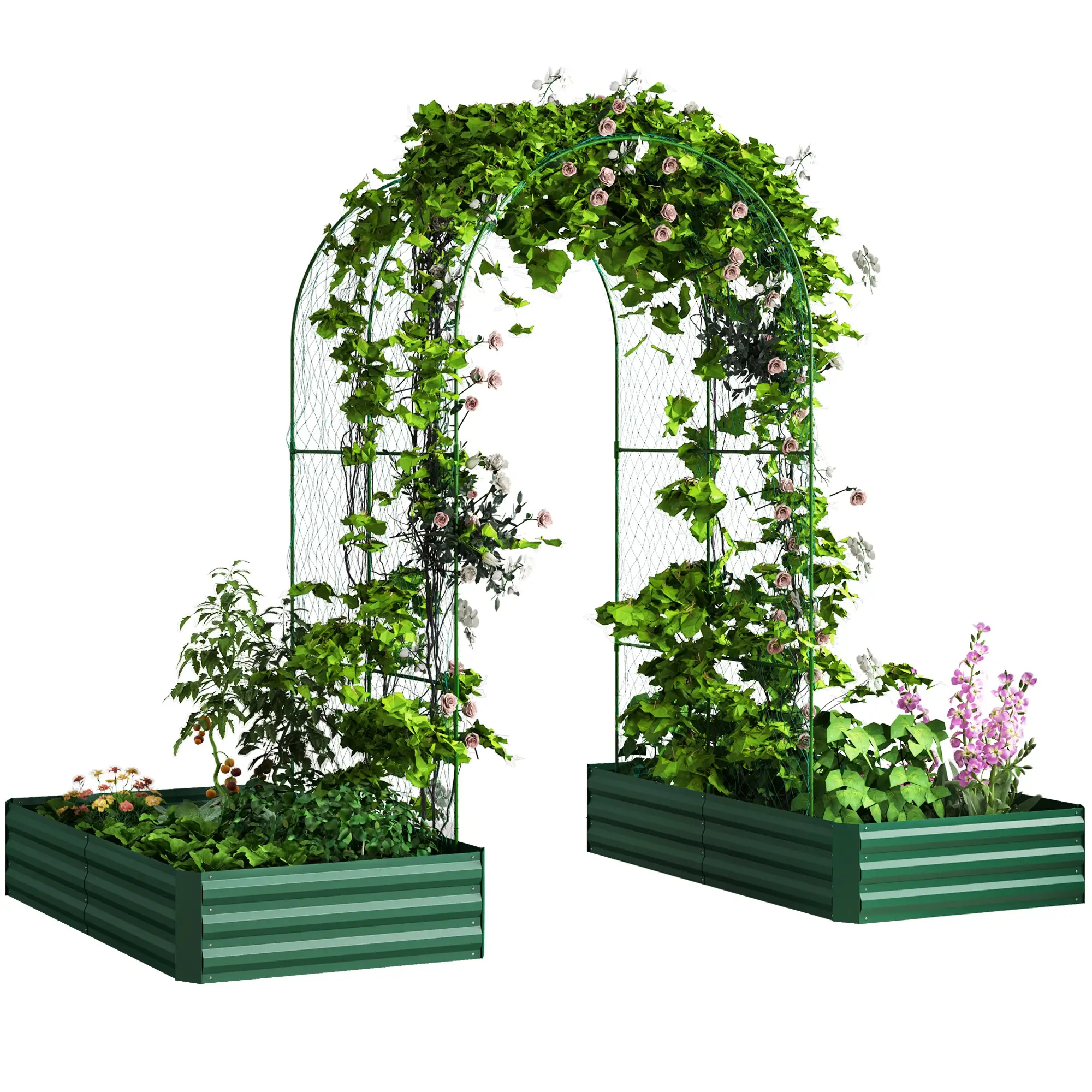 Metal Raised Garden Bed with Trellis, Galvanized Outdoor Garden Box - Image 11
