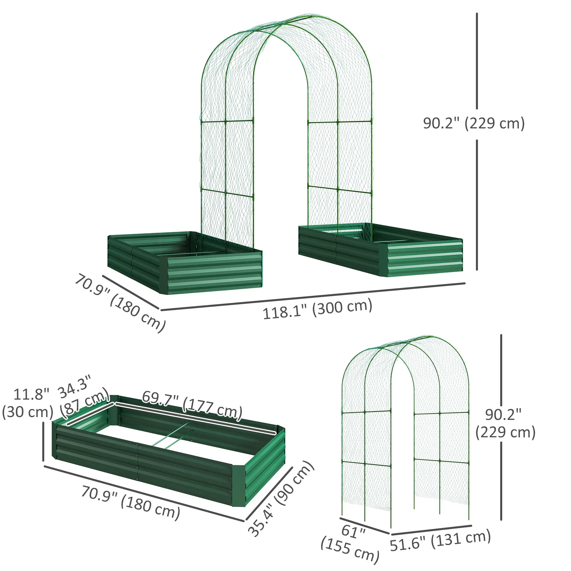 Metal Raised Garden Bed with Trellis, Galvanized Outdoor Garden Box - Image 3