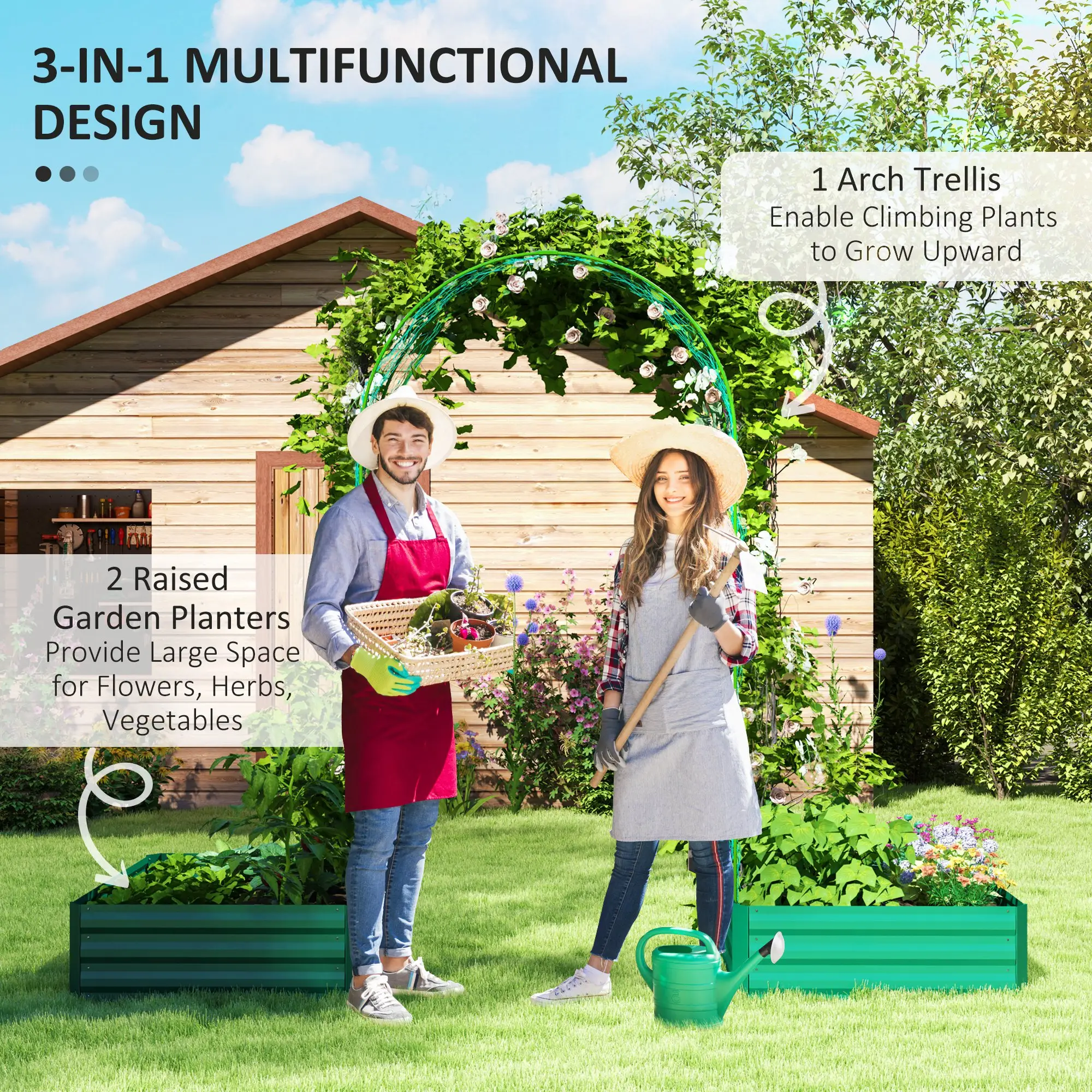 Metal Raised Garden Bed with Trellis, Galvanized Outdoor Garden Box - Image 4