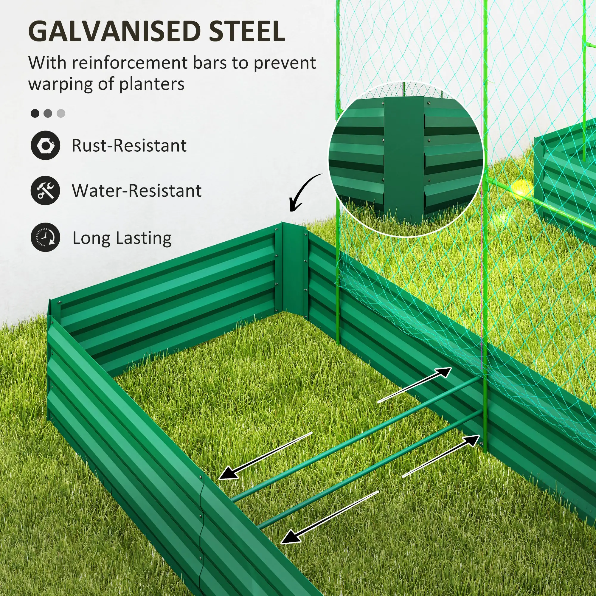 Metal Raised Garden Bed with Trellis, Galvanized Outdoor Garden Box - Image 6