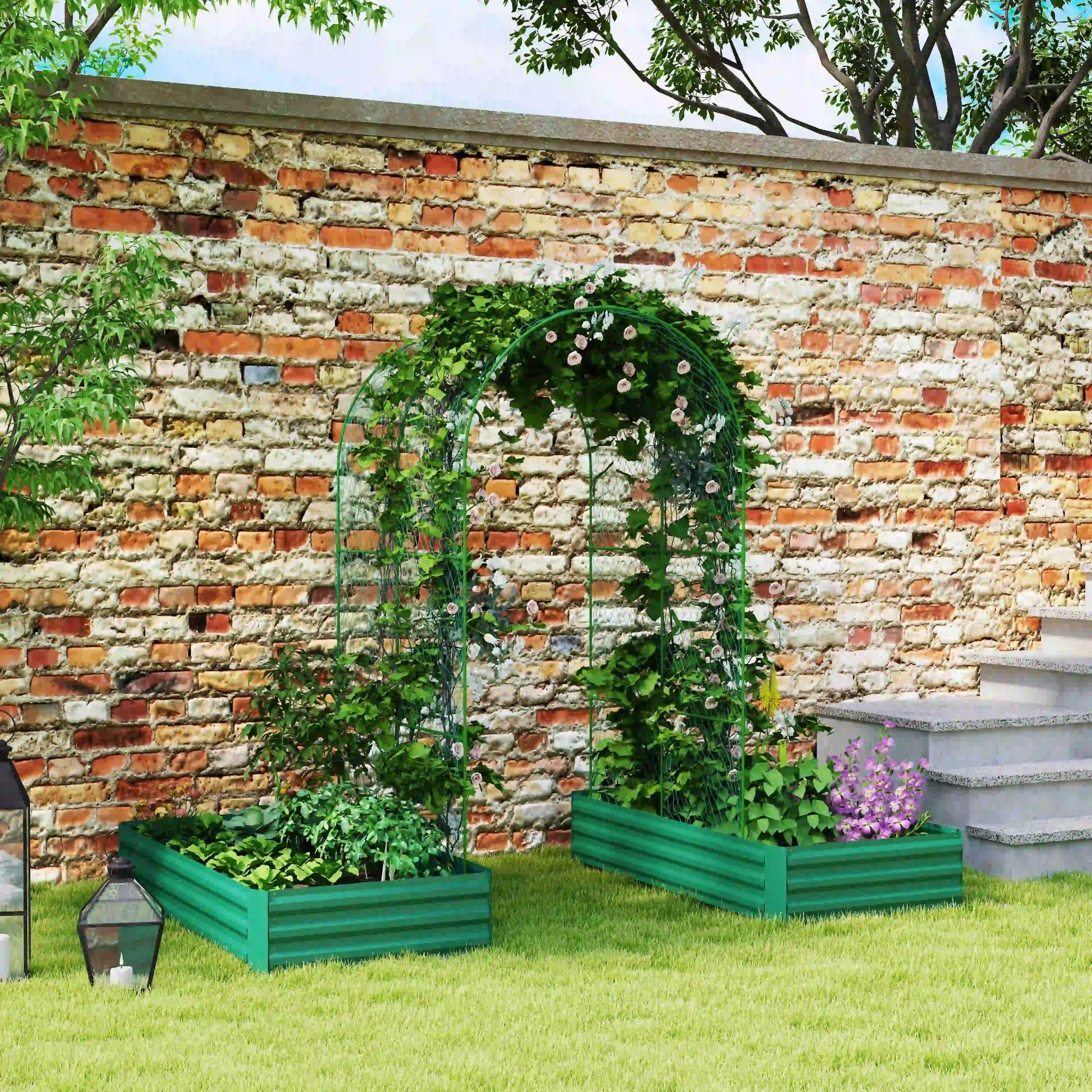 Metal Raised Garden Bed with Trellis, Galvanized Outdoor Garden Box - Image 8