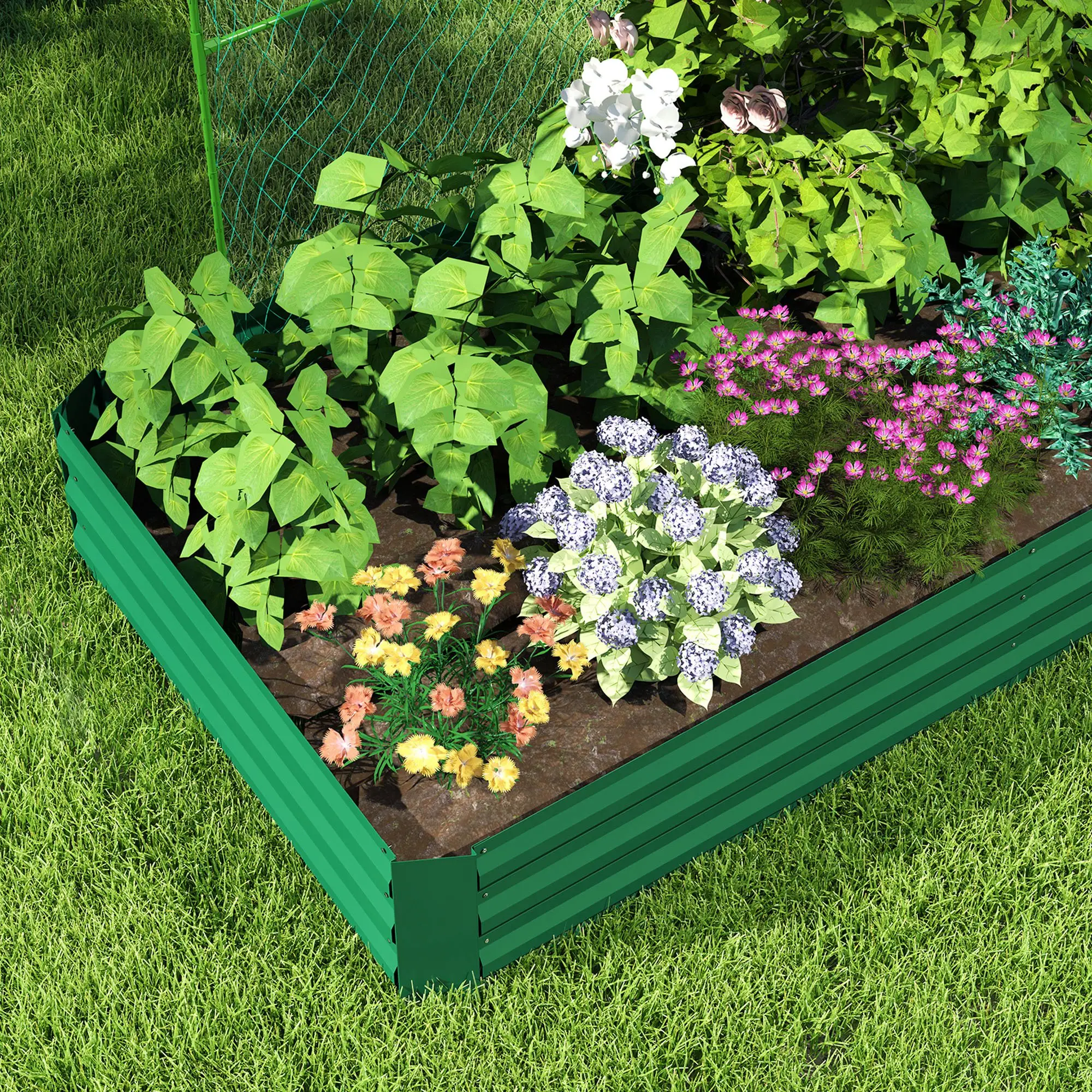 Metal Raised Garden Bed with Trellis, Galvanized Outdoor Garden Box - Image 9
