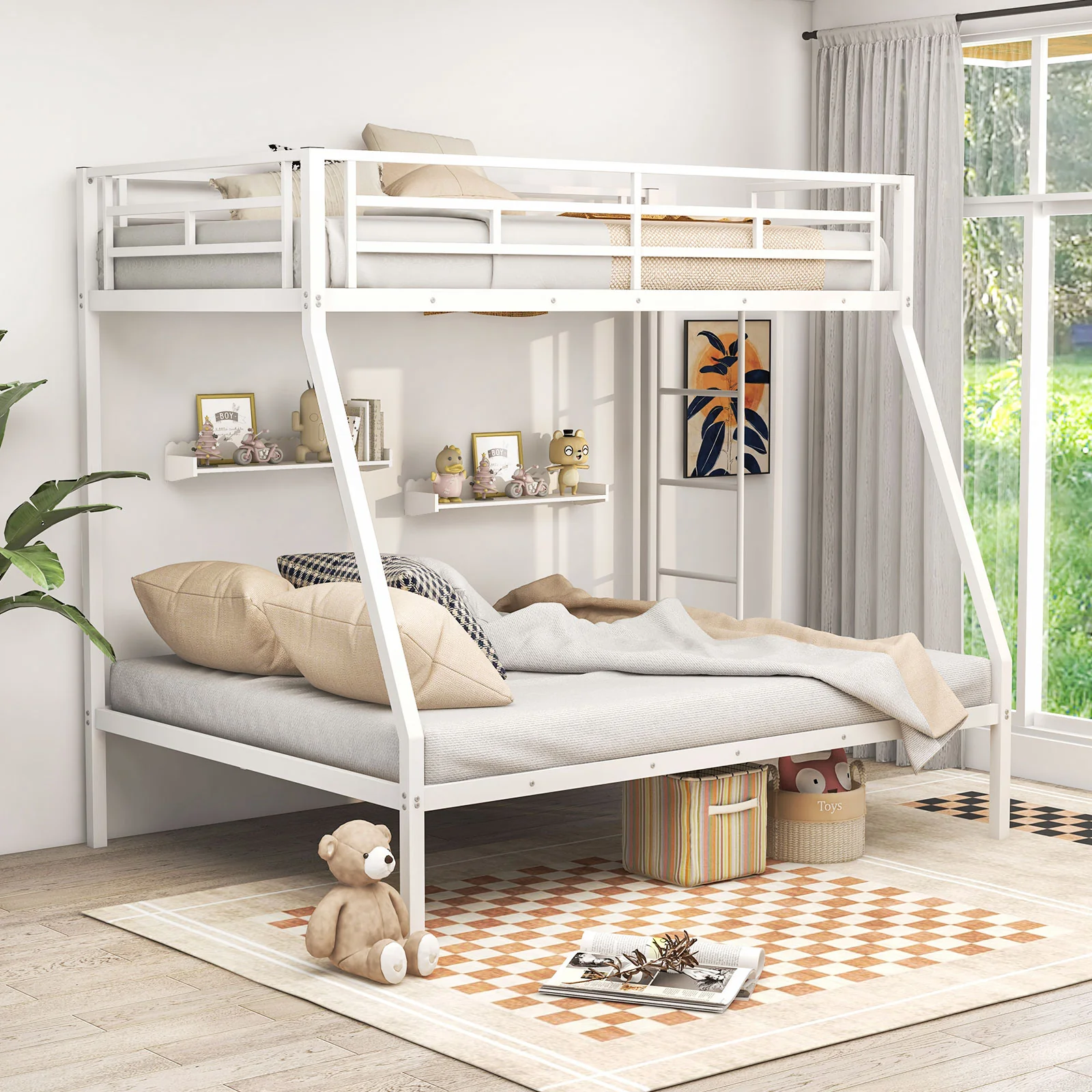Metal Slatted Bed Frame, Noise-Free, No Box Spring, White - Image 2