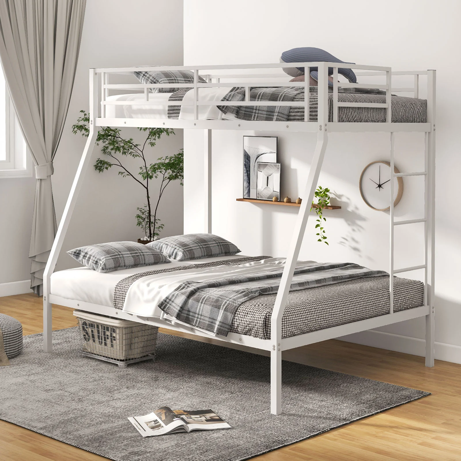 Metal Slatted Bed Frame, Noise-Free, No Box Spring, White - Image 3