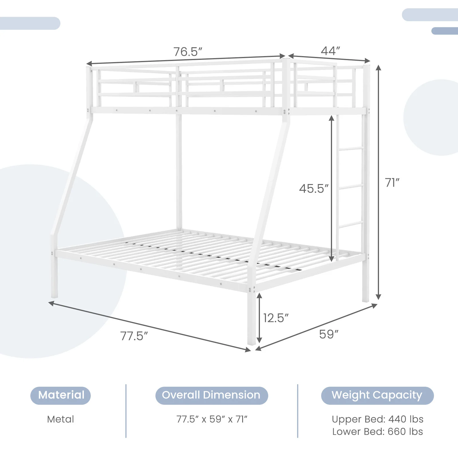 Metal Slatted Bed Frame, Noise-Free, No Box Spring, White - Image 6