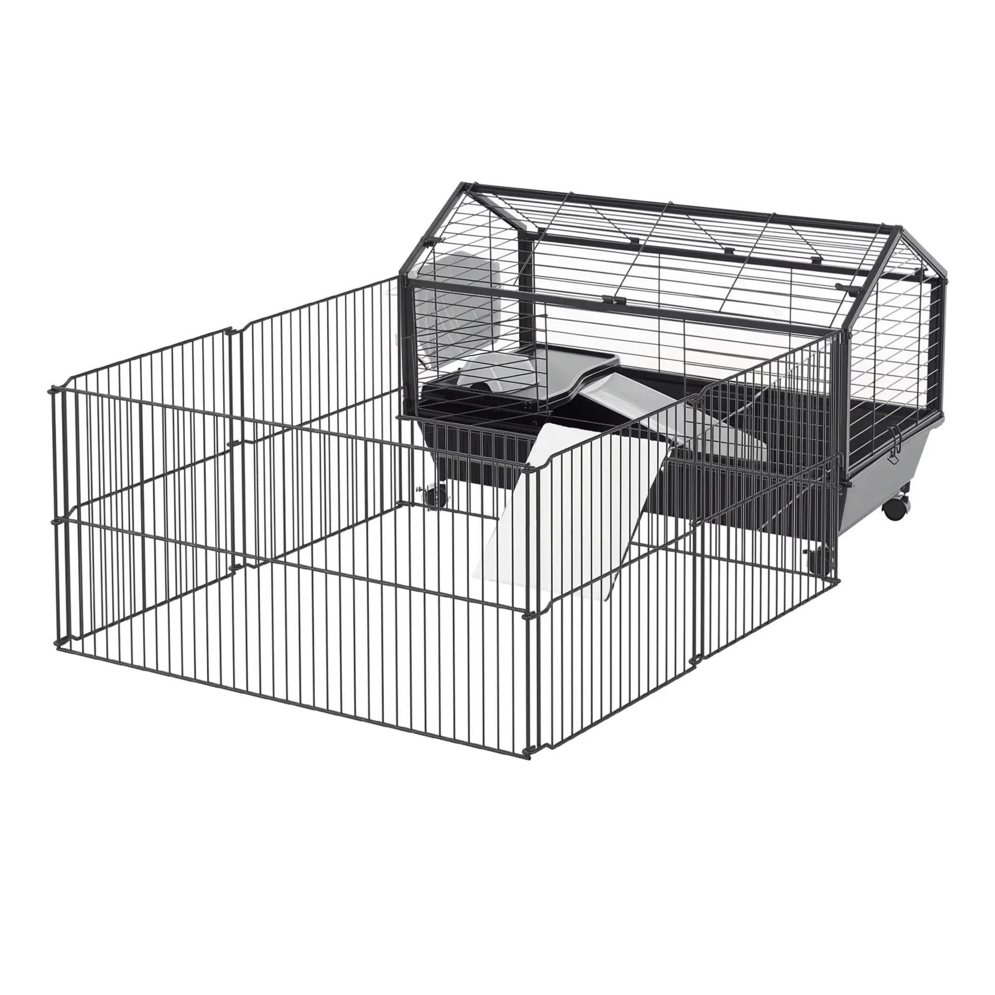 Metal Small Animal Cage, Rabbit Cage, 34.6" L x 50.6" W x 22" H