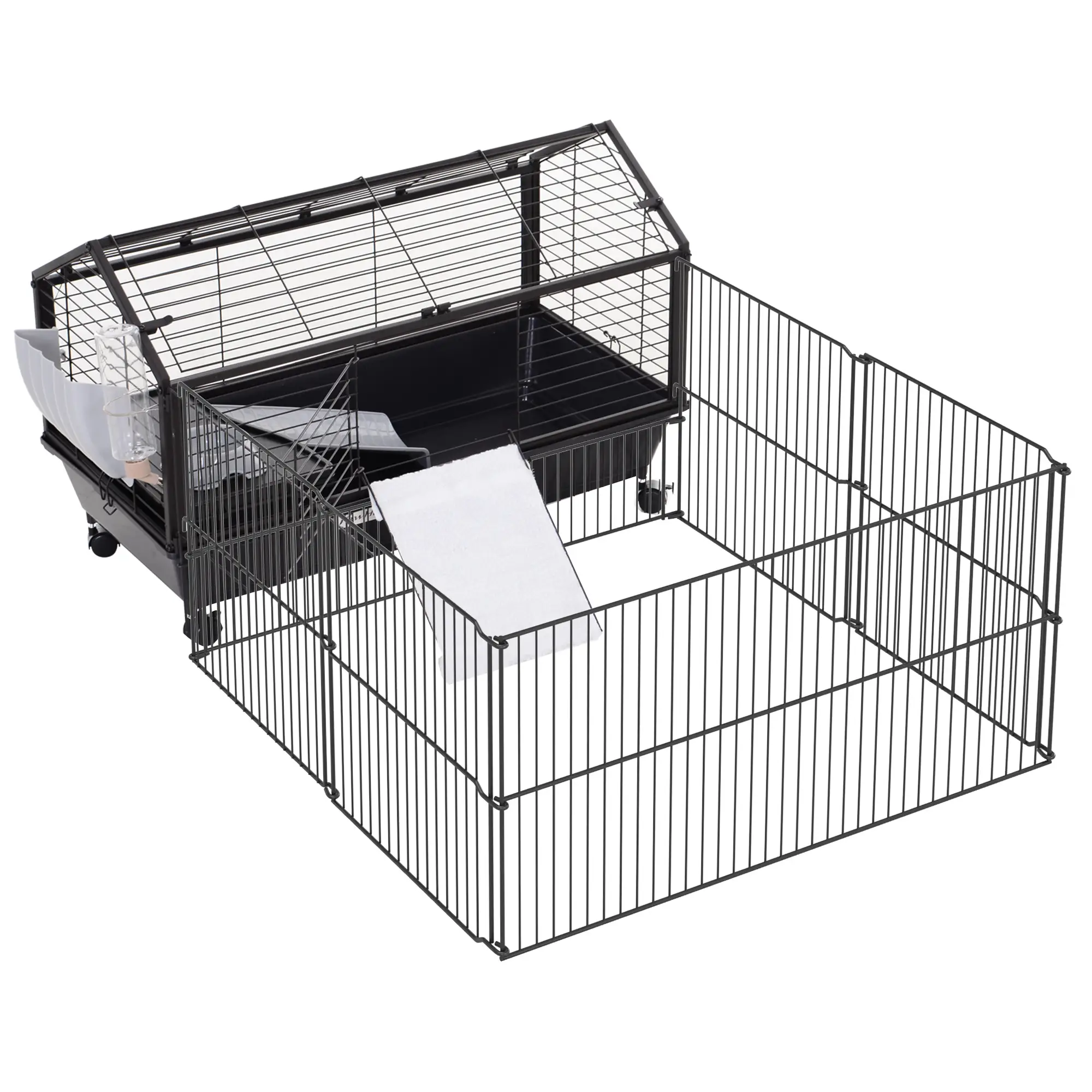 Metal Small Animal Cage, Rabbit Cage, 34.6" L x 50.6" W x 22" H - Image 11