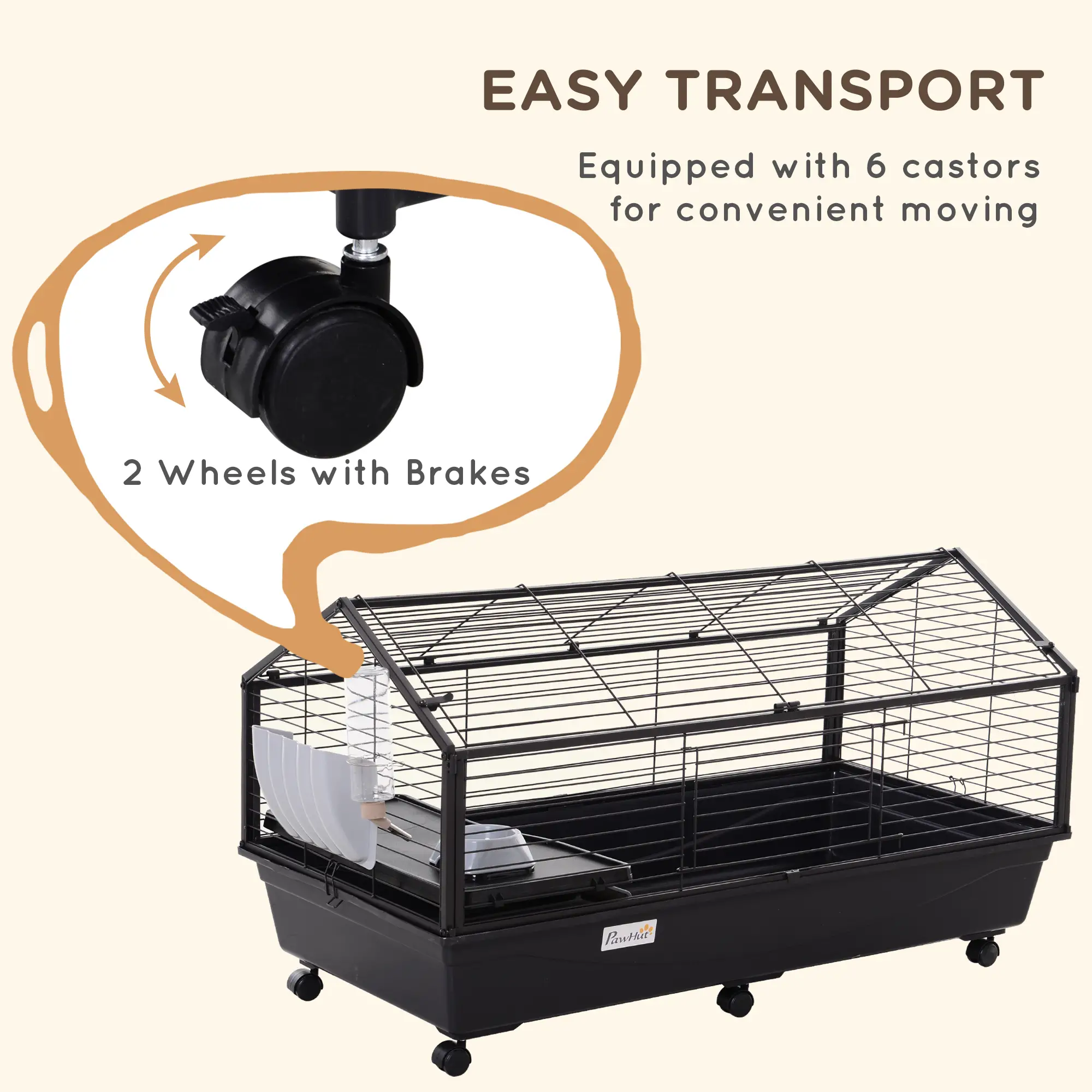 Metal Small Animal Cage, Rabbit Cage, 34.6" L x 50.6" W x 22" H - Image 6