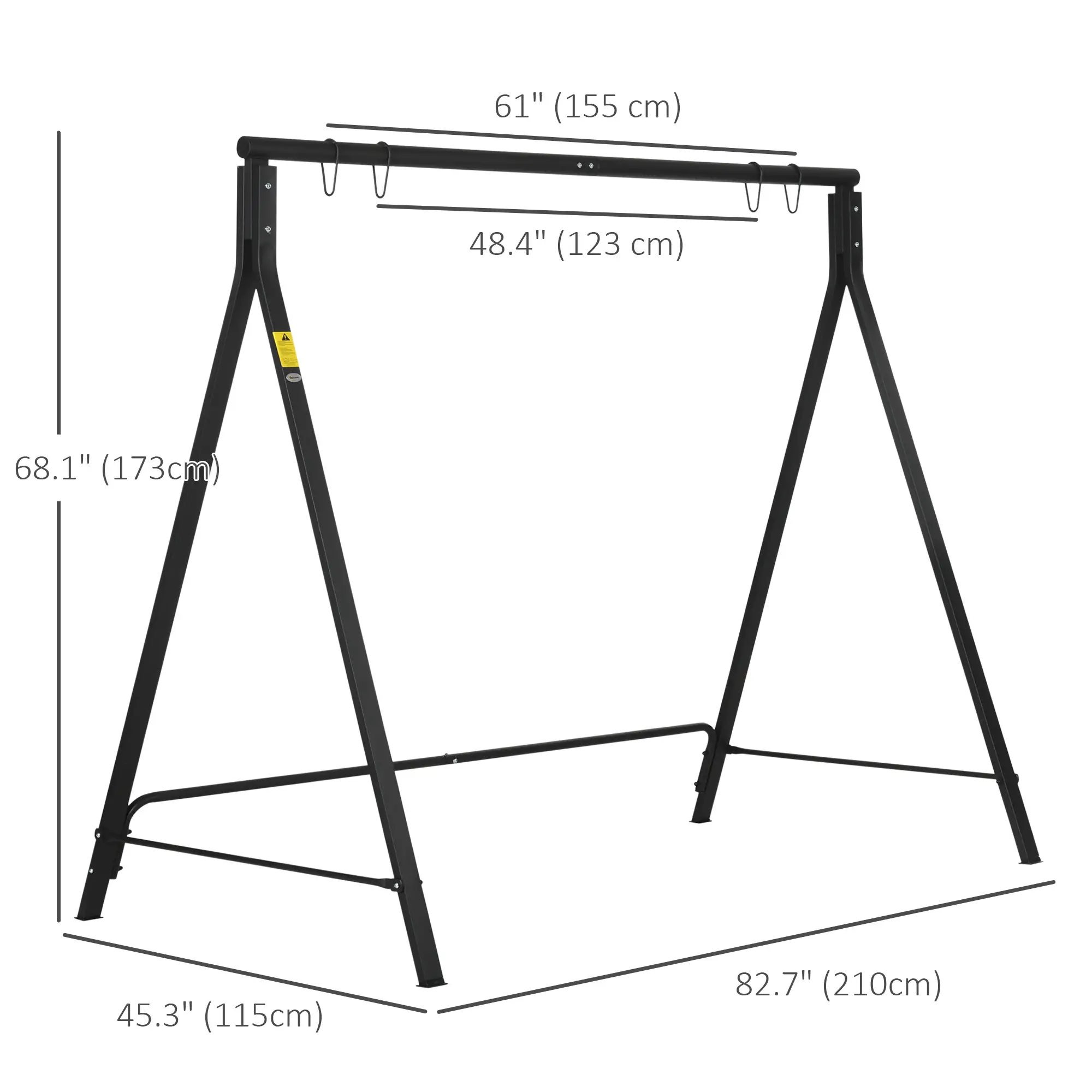 Metal Swing Stand, Hanging Chair Frame, 528 LBS, Black - Image 3