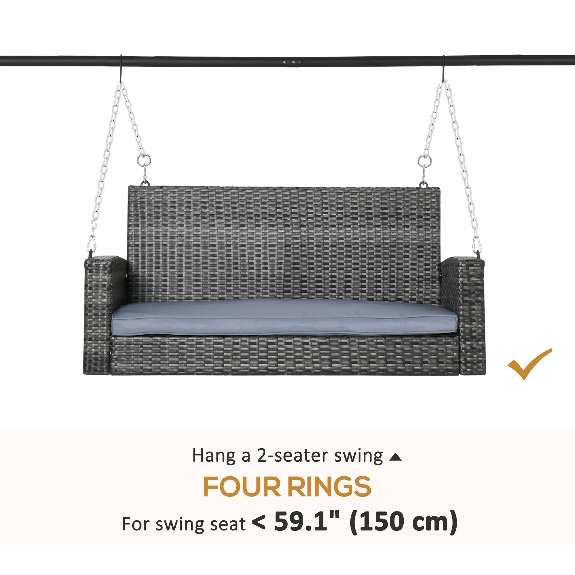 Metal Swing Stand, Hanging Chair Frame, 528 LBS, Black - Image 6