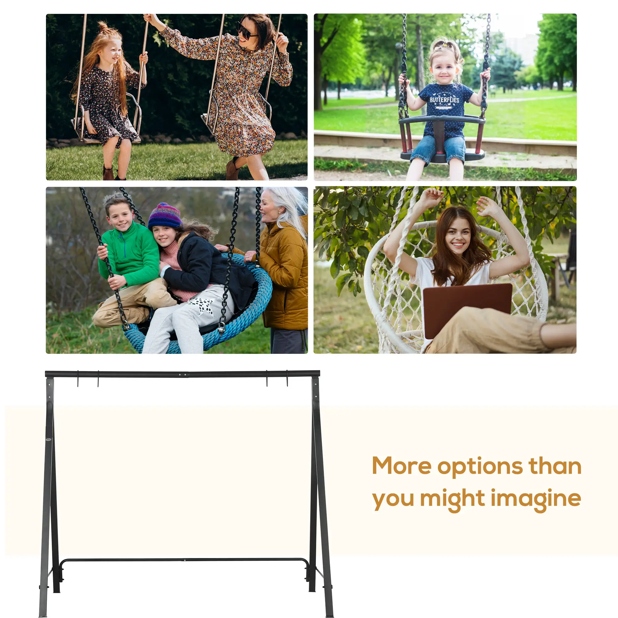 Metal Swing Stand, Hanging Chair Frame, 528 LBS, Black - Image 8