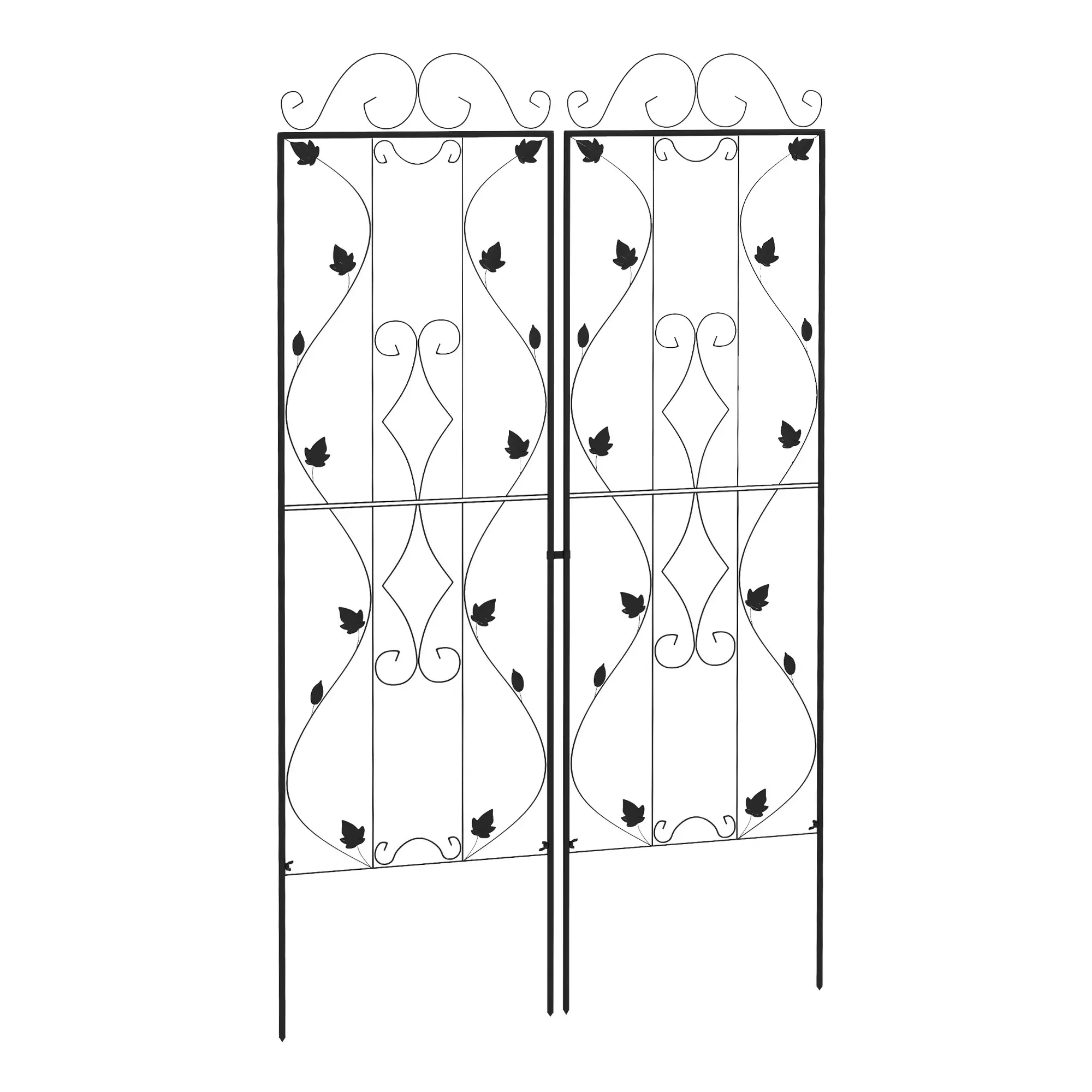 Metal Trellis Set of 2, Garden Climbing Plant Support, Leaf Design - Image 11