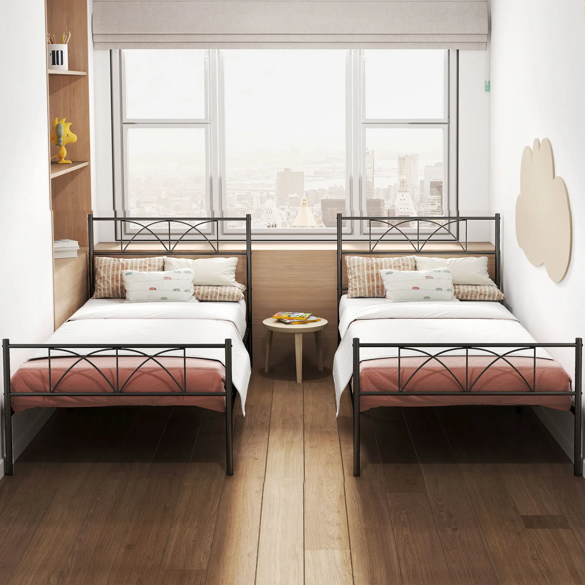 Metal Twin Bed Frame with Headboard, Steel Slat Support, Underbed Storage - Image 10