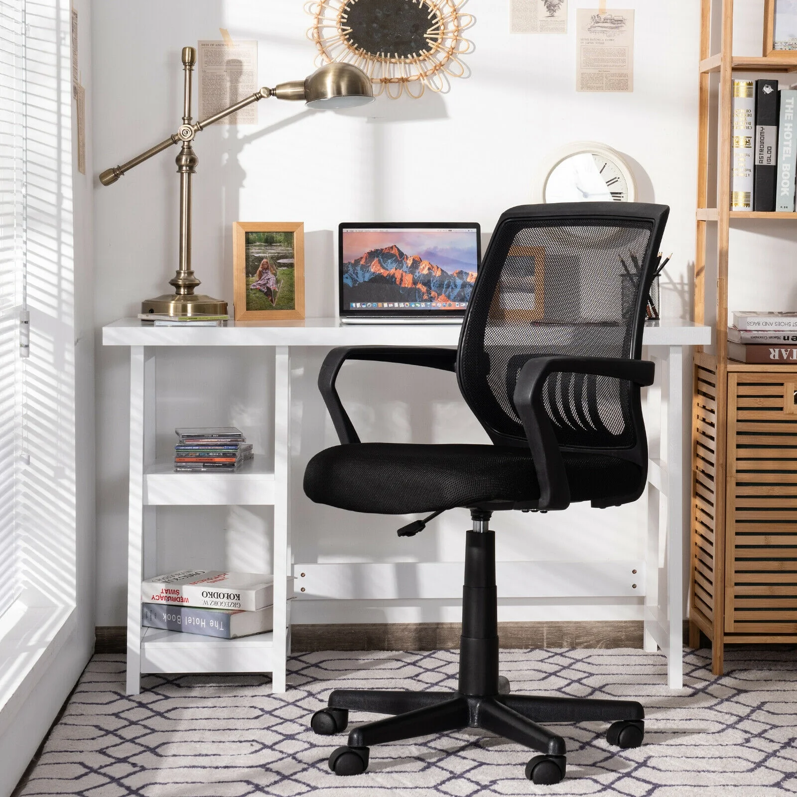 Mid-Back Mesh Executive Chair, Height Adjustable, Lumbar Support, Black - Image 8