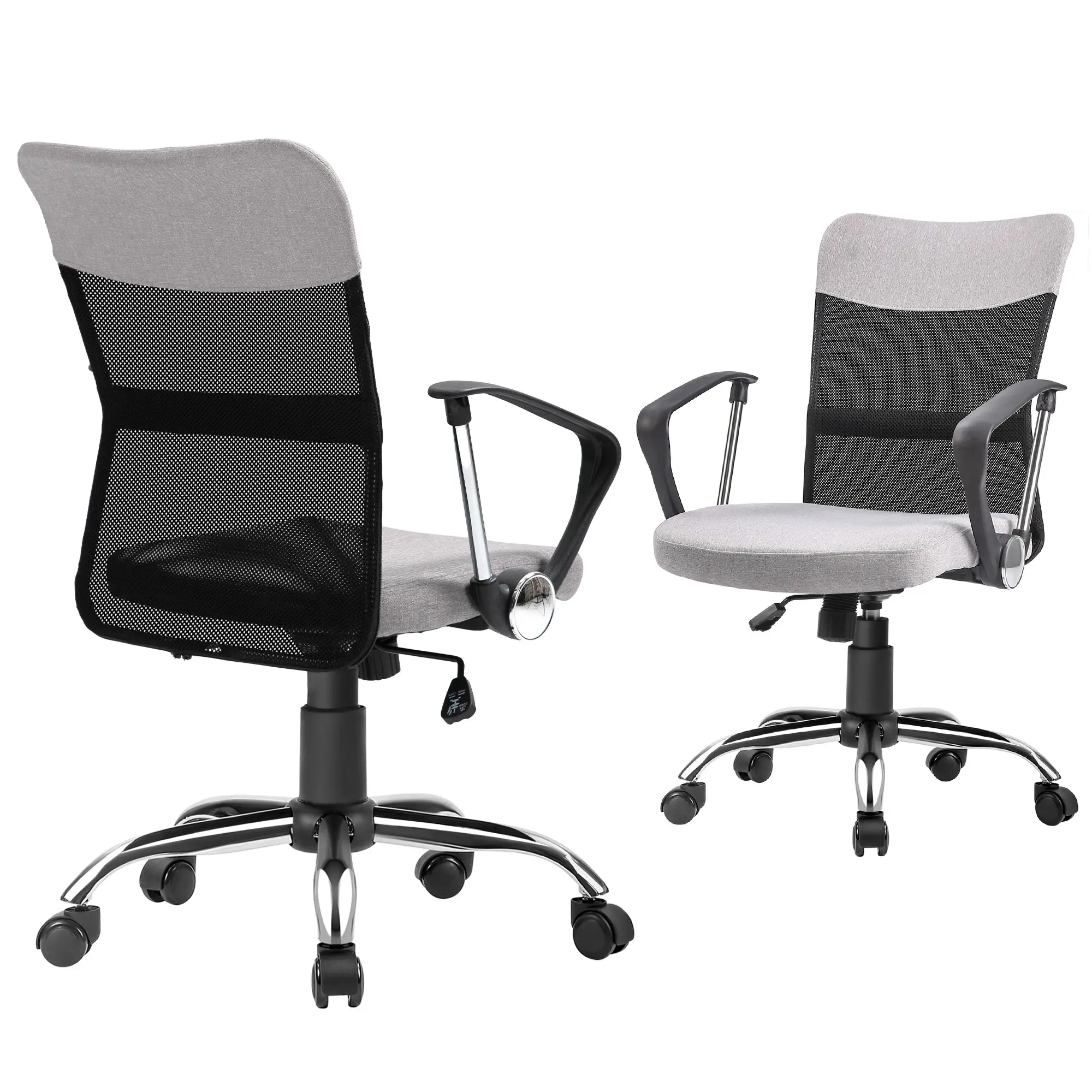 Mid Back Office Chair, Linen Mesh Desk Chair, Adjustable Height, Grey - Image 12