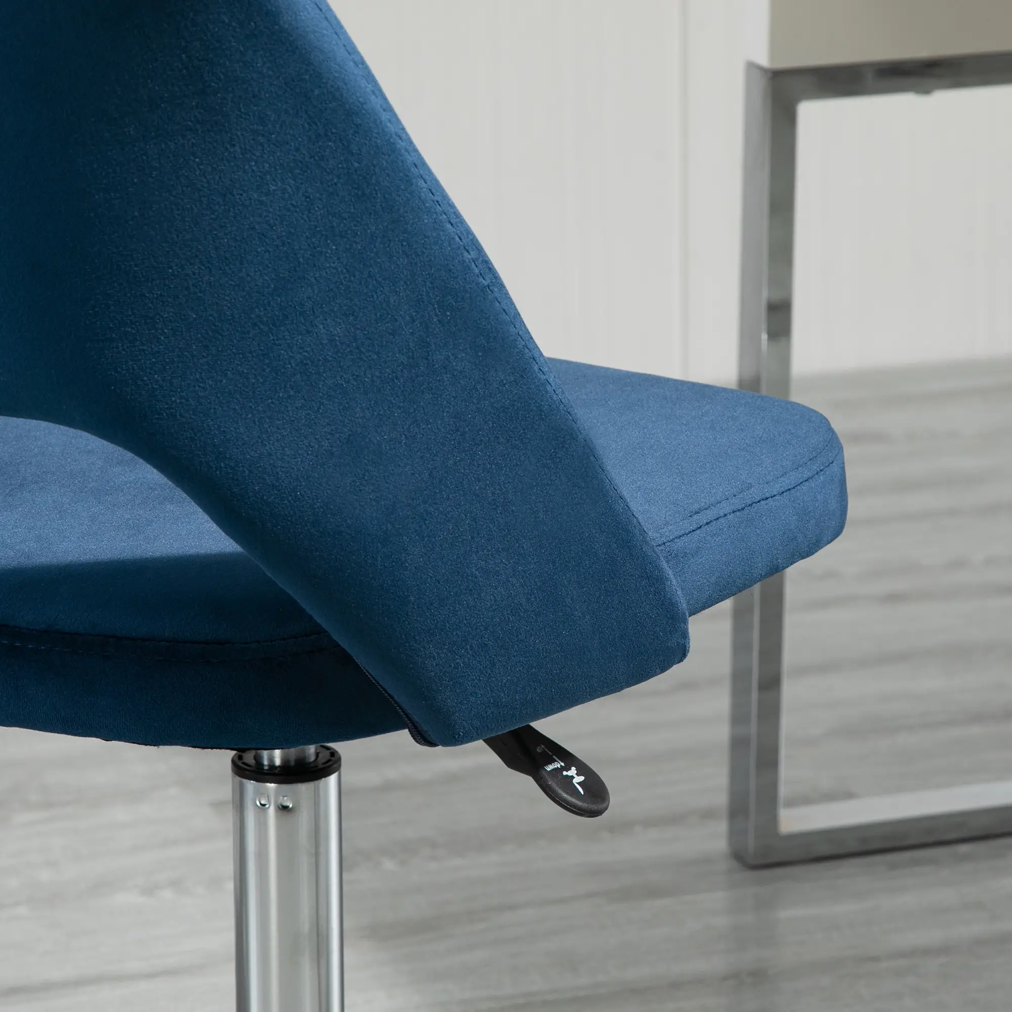 Mid Back Office Chair, Velvet Fabric, Swivel, Scallop Shape, Blue - Image 9