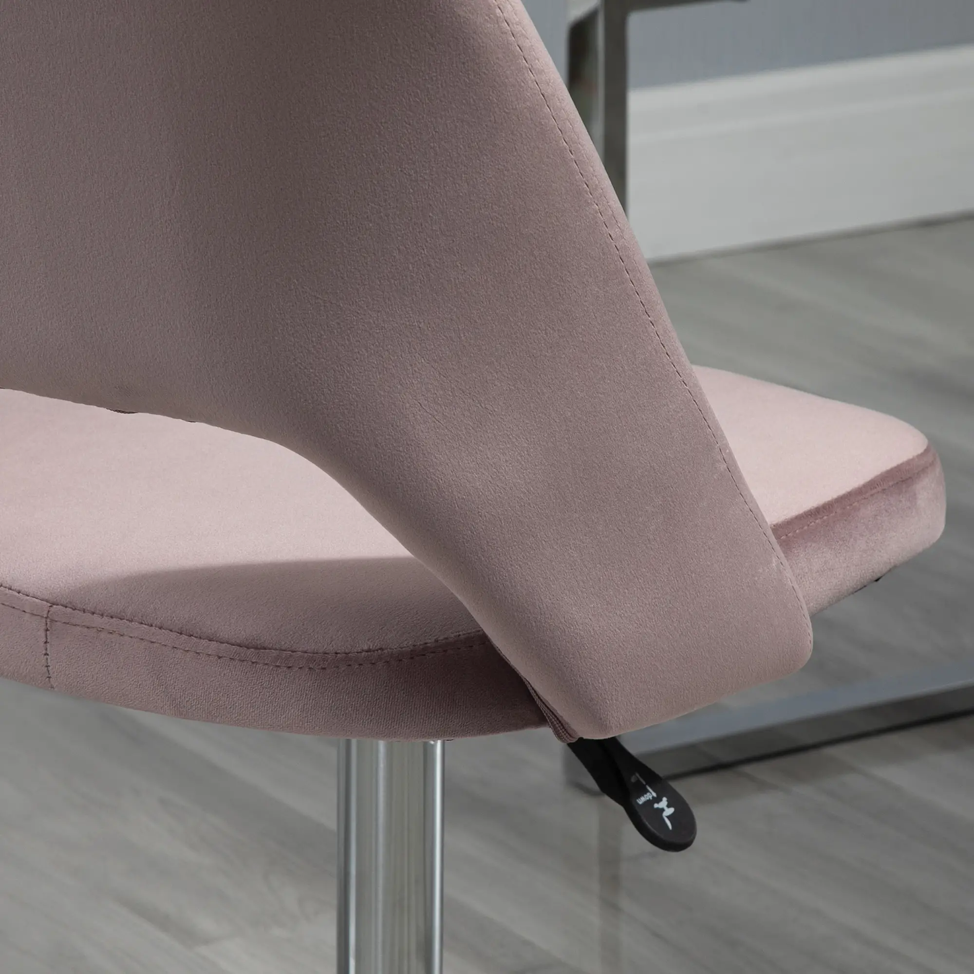 Mid Back Office Chair, Velvet Fabric, Swivel, Scallop Shape, Pink - Image 9