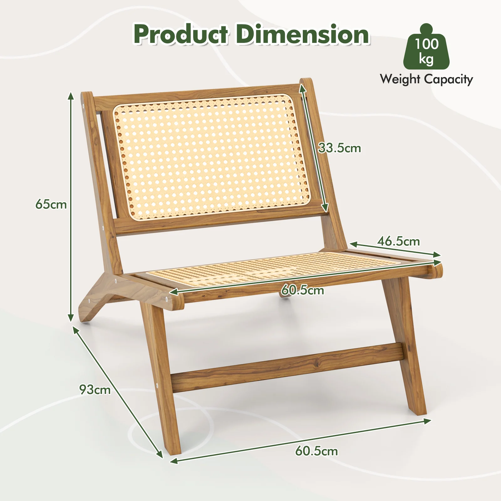 Mid Century Modern Accent Chair, Farmhouse Rattan, With Ottoman - Image 5