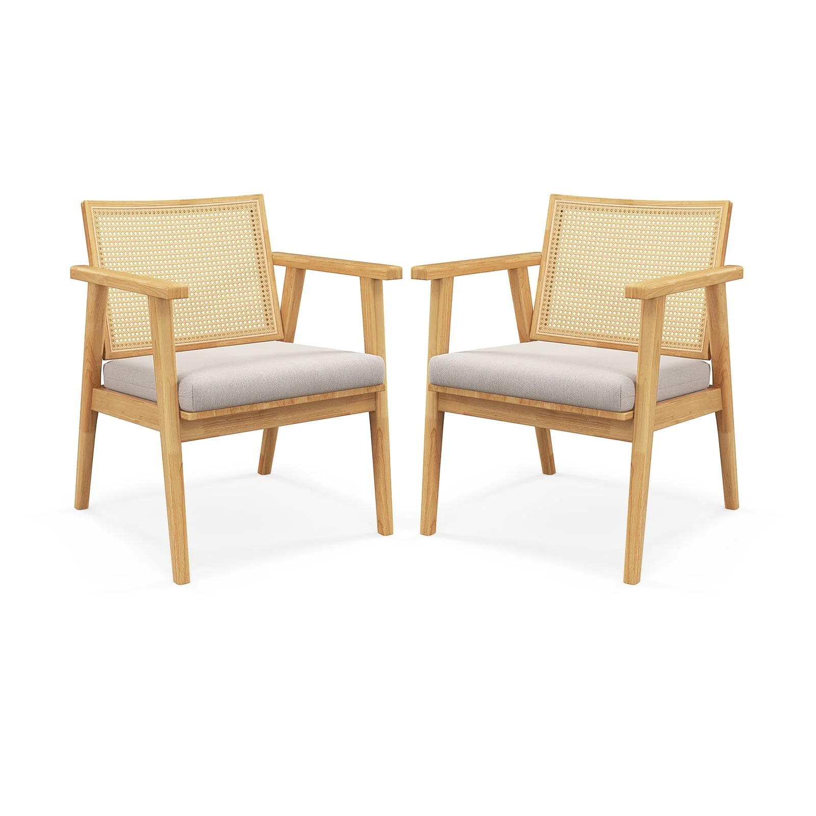 Mid Century Modern Accent Chairs Set Of 2, Natural