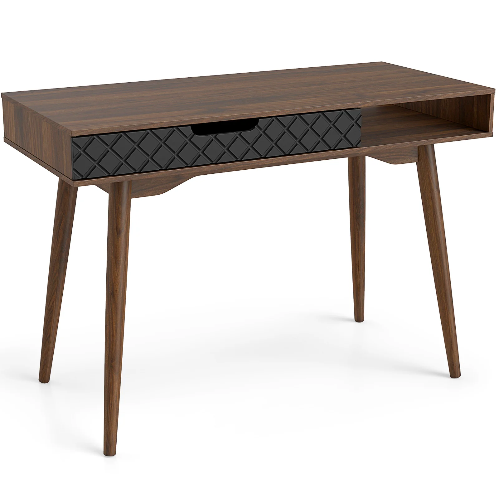 Mid-Century Modern Computer Desk With Drawer, Brown - Image 5