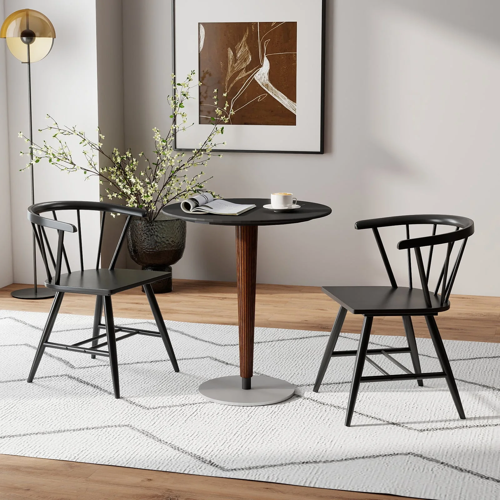 Mid-Century Modern Dining Chair Set, 4 Kitchen Chairs, Black - Image 7