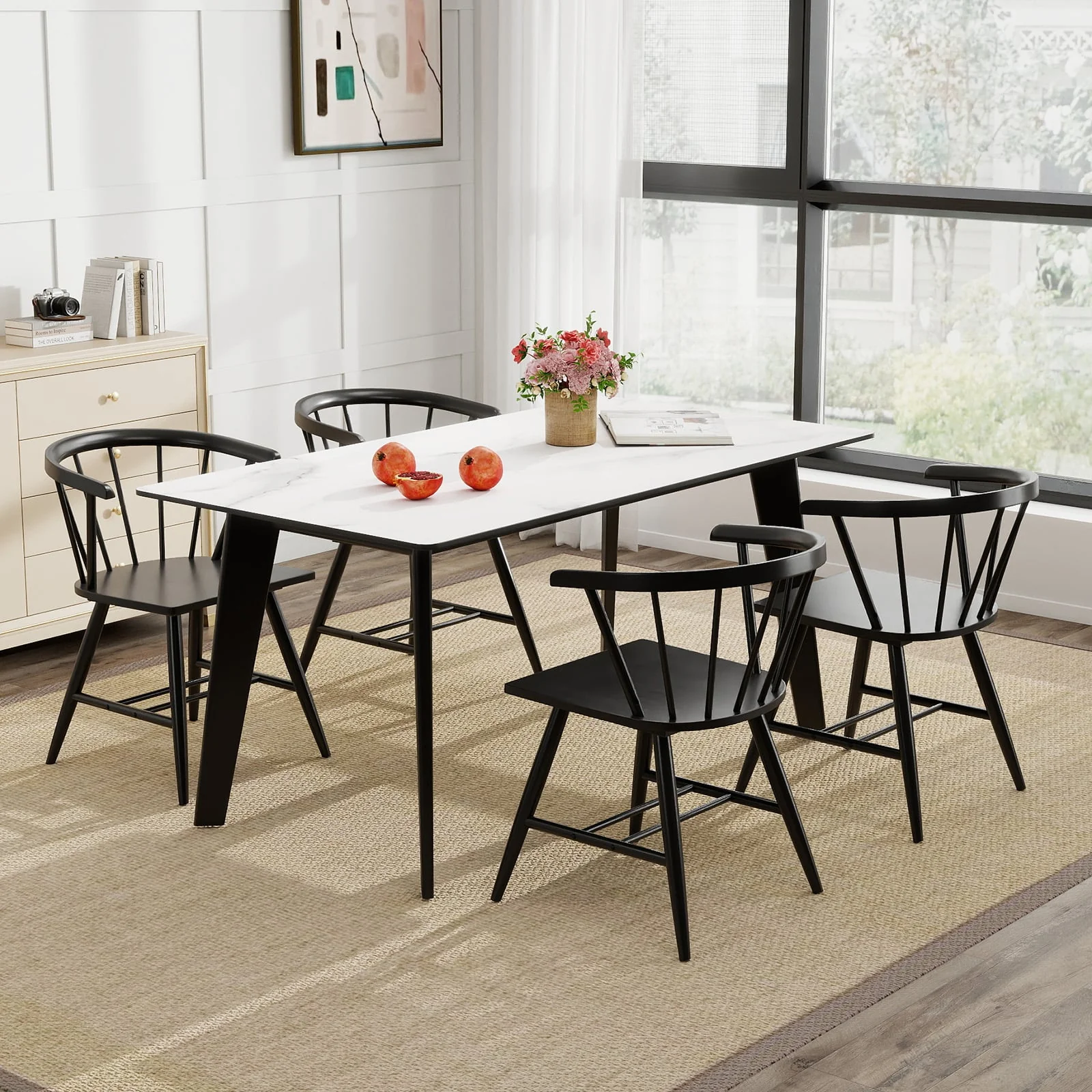 Mid-Century Modern Dining Chair Set Of 2, Black - Image 3