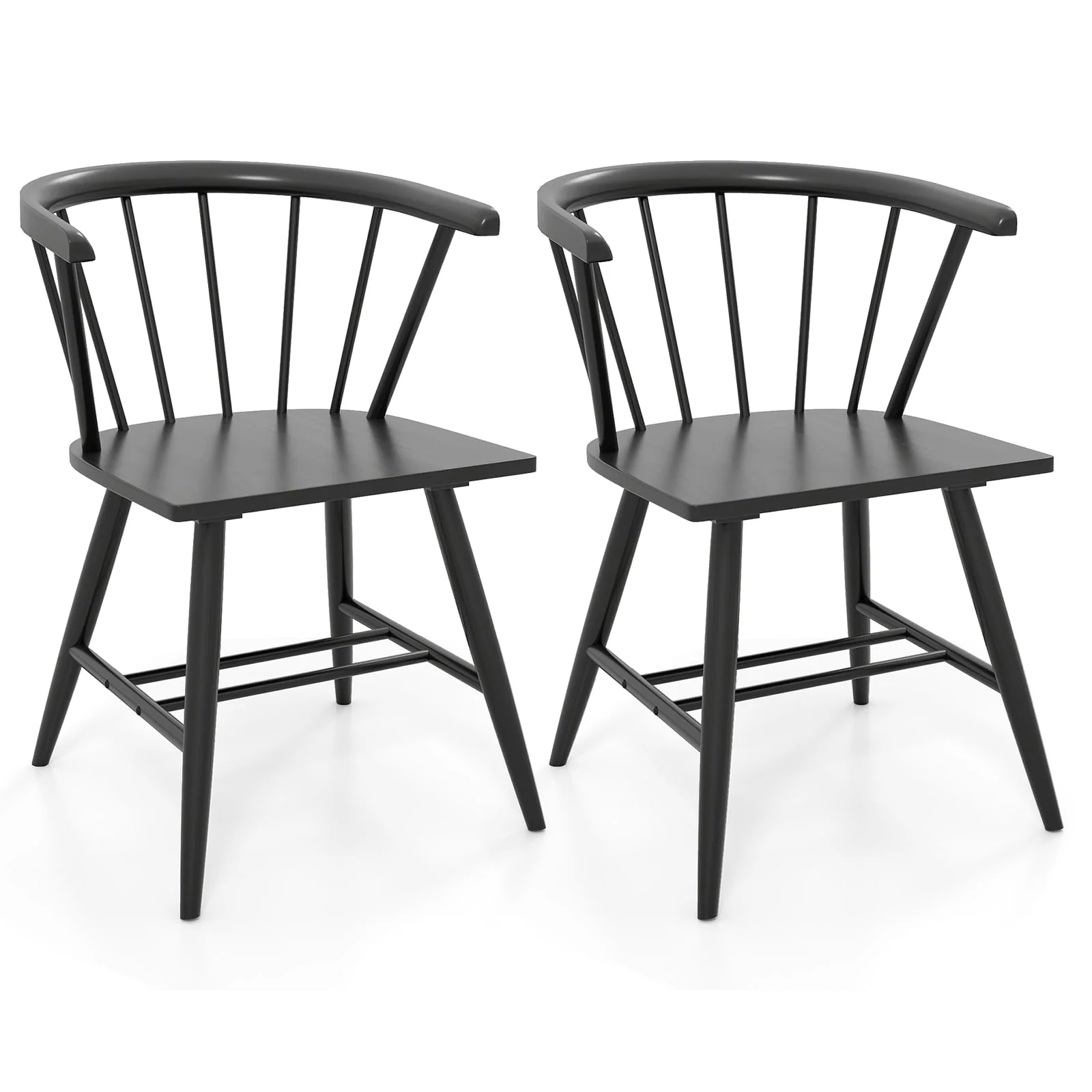 Mid-Century Modern Dining Chair Set Of 2, Black - Image 4
