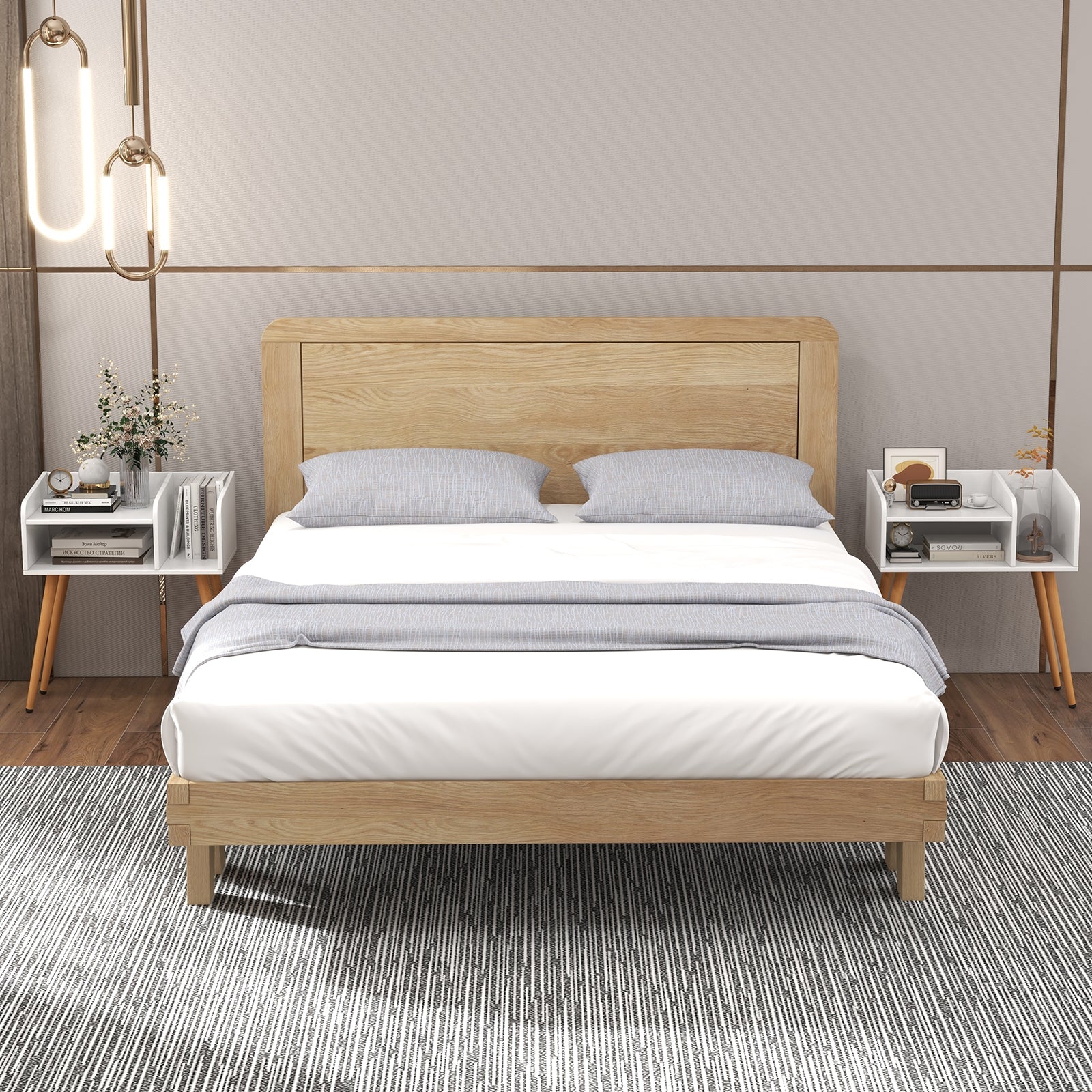 Mid Century Modern Nightstand With Open Shelves, White - Image 7