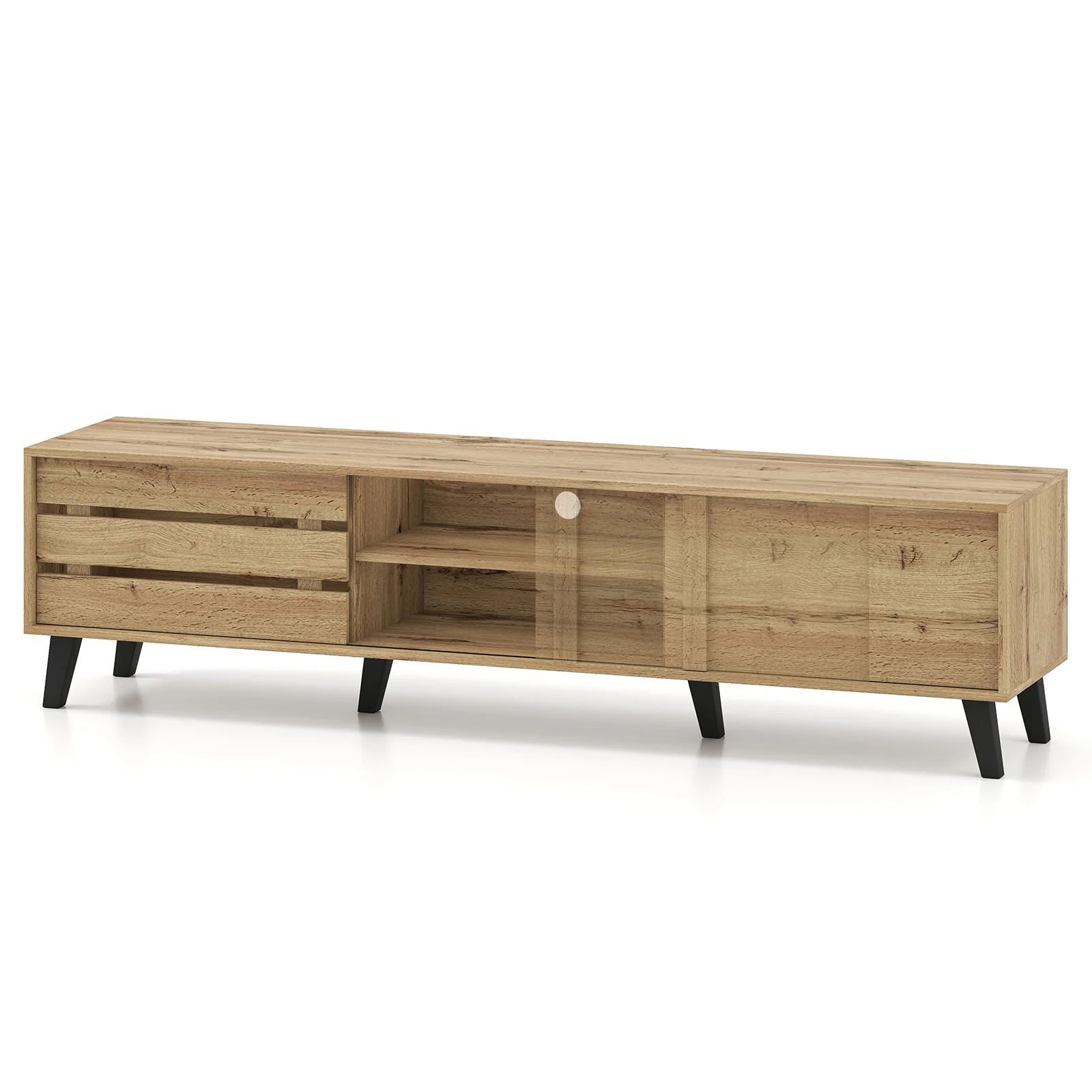 Mid Century Modern TV Stand, 80 Inch, Oak - Image 8