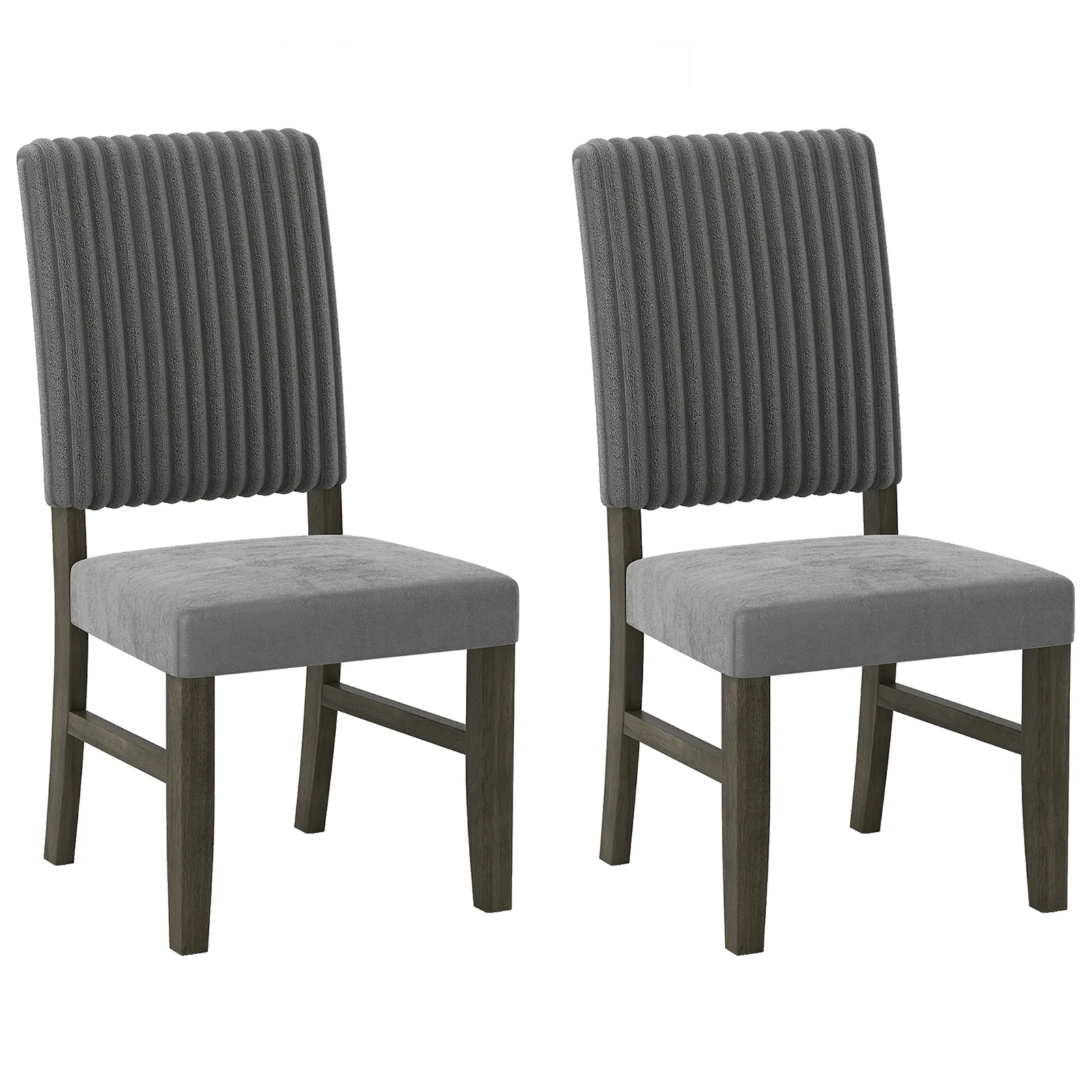 Mid-Century Modern Velvet Fabric Upholstered Dining Chairs, Set of 2, Gray - Image 4