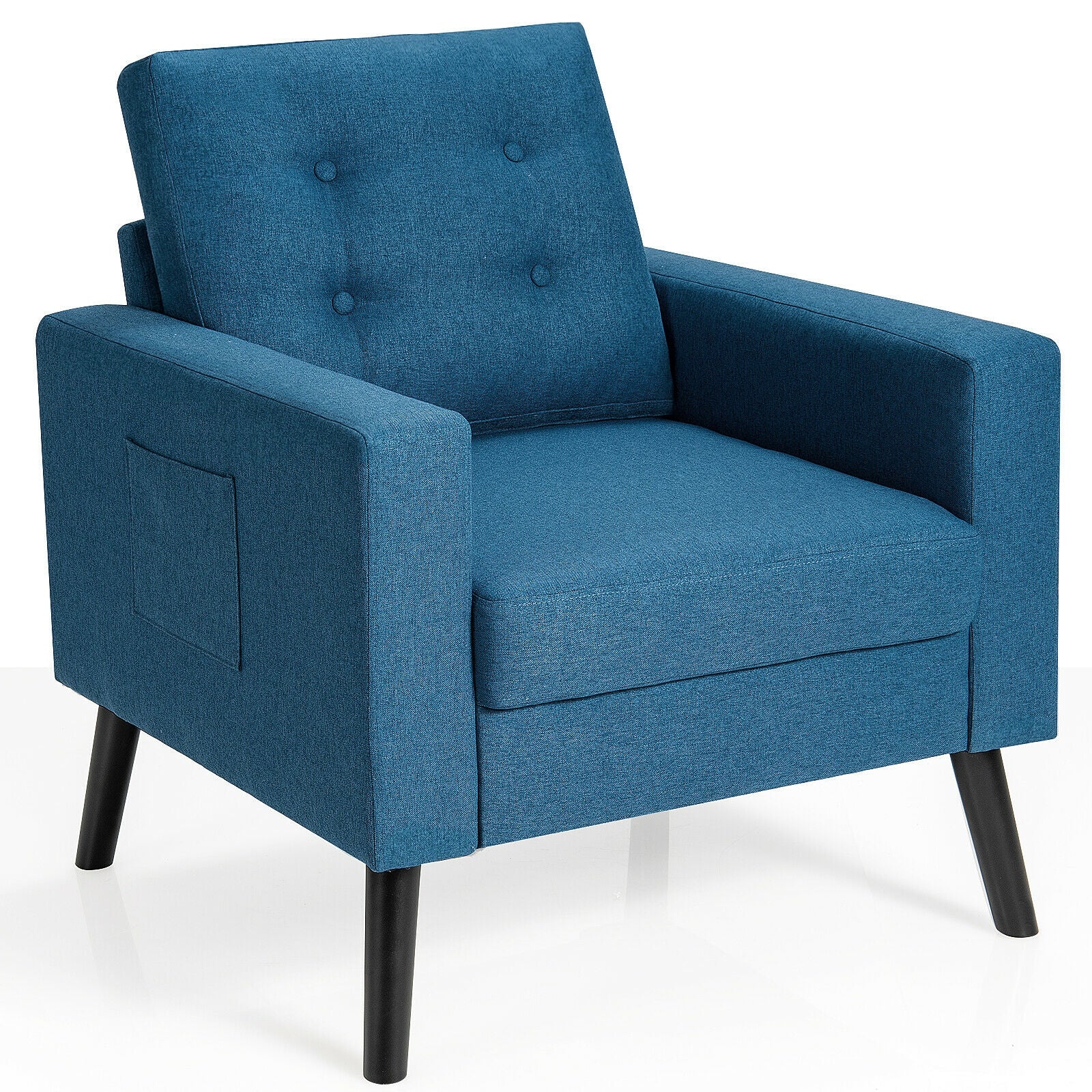 Mid-Century Upholstered Armchair Club Chair, Blue - Image 4