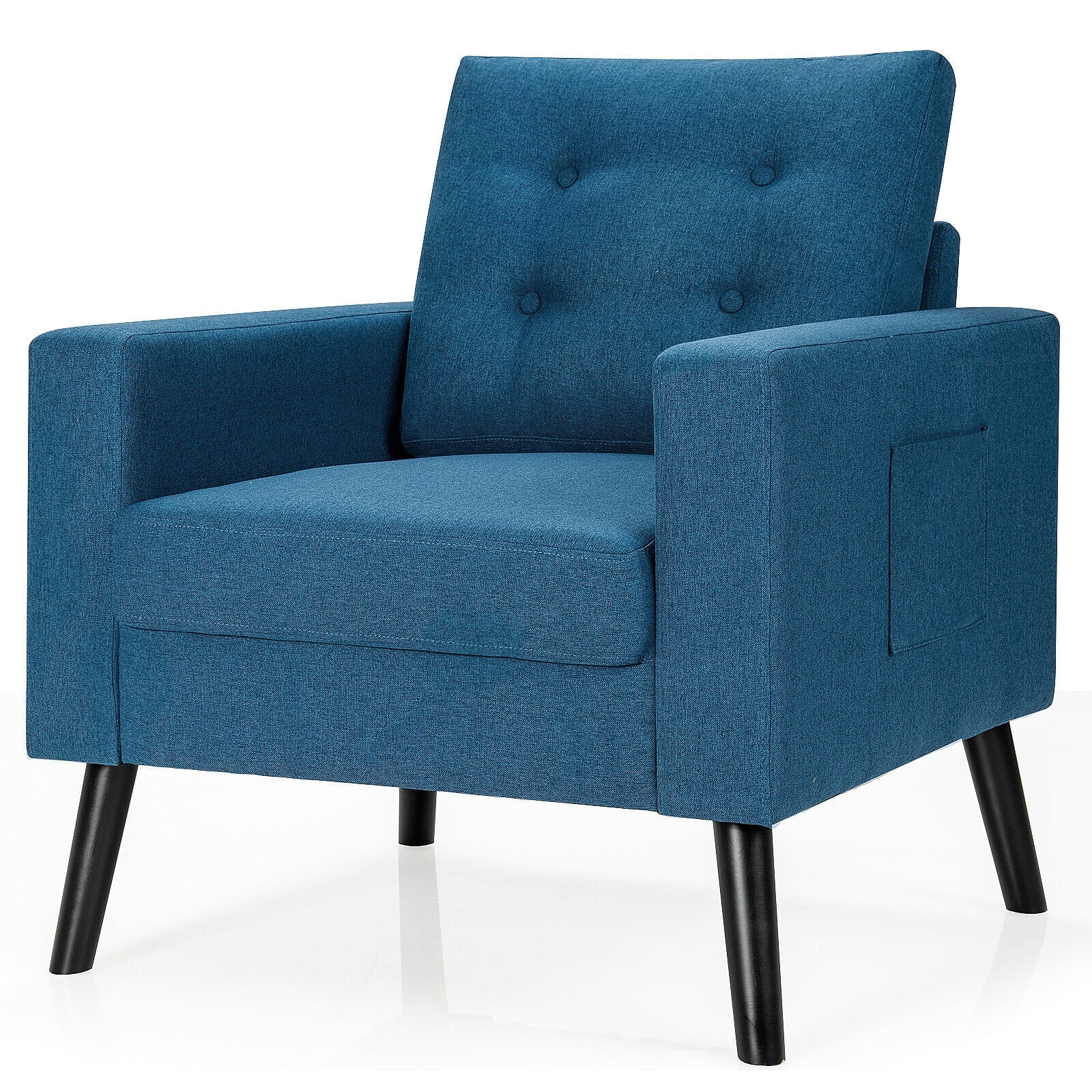 Mid-Century Upholstered Armchair Club Chair, Blue - Image 5