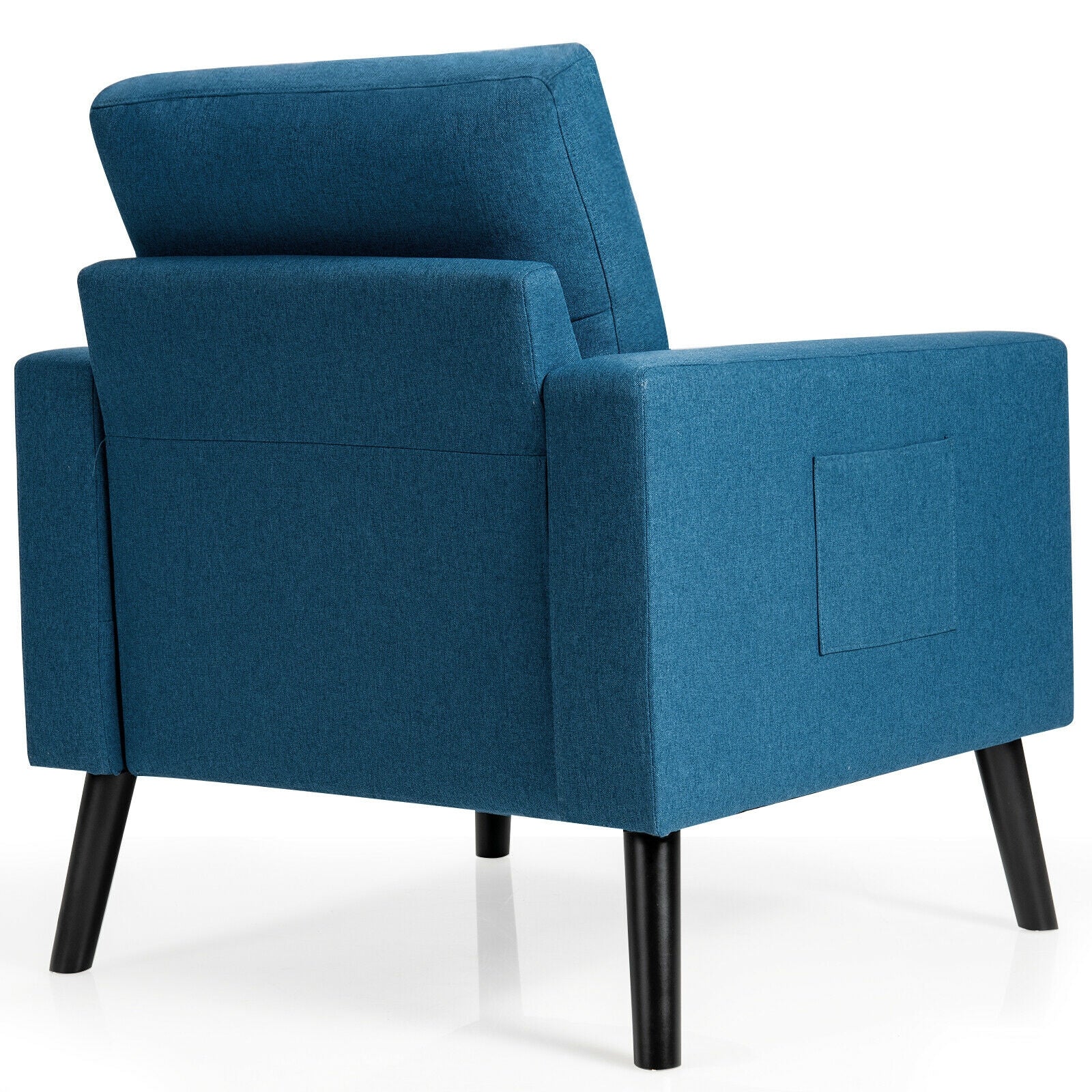Mid-Century Upholstered Armchair Club Chair, Blue - Image 7