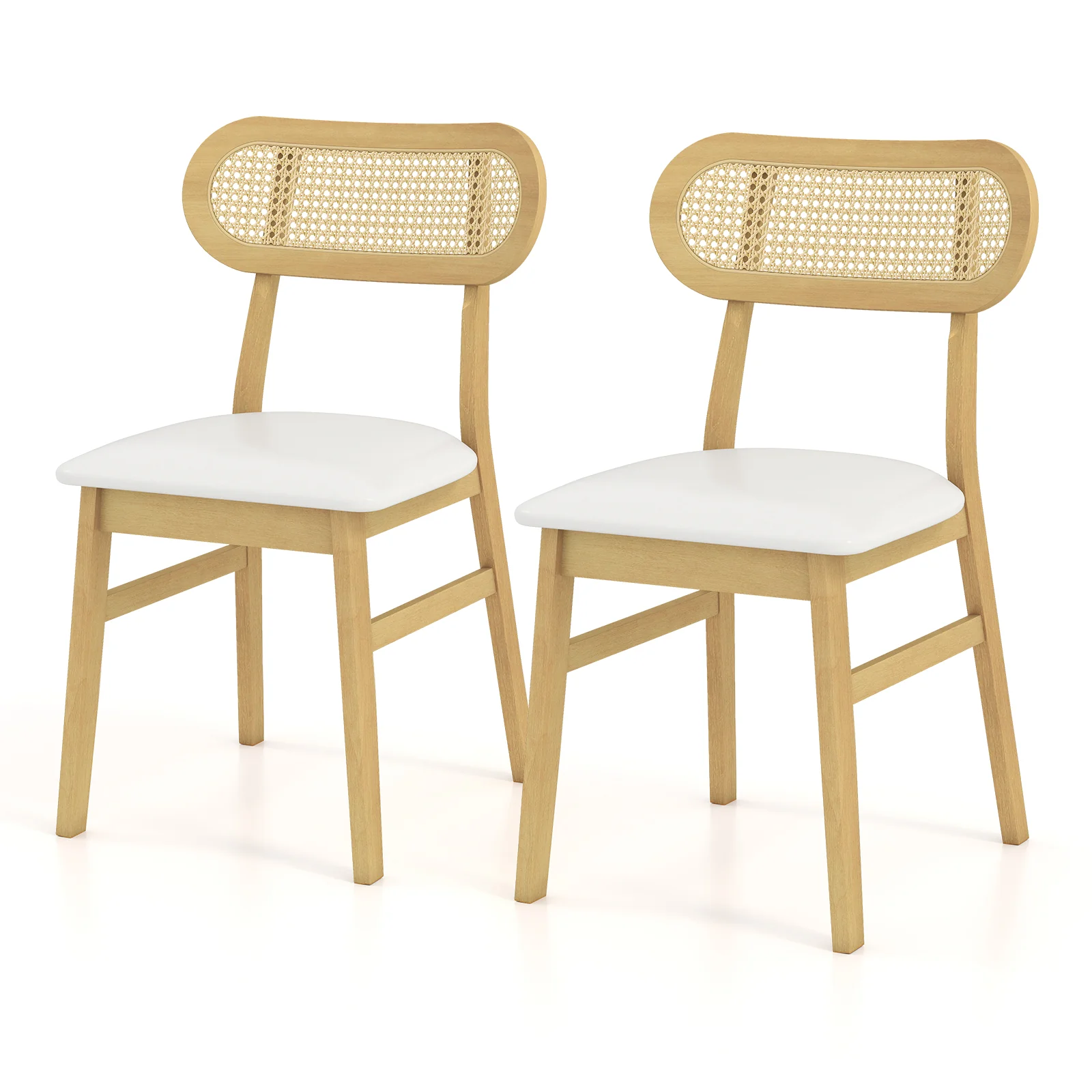 Mid Century Wood Dining Chairs, Set Of 2, White