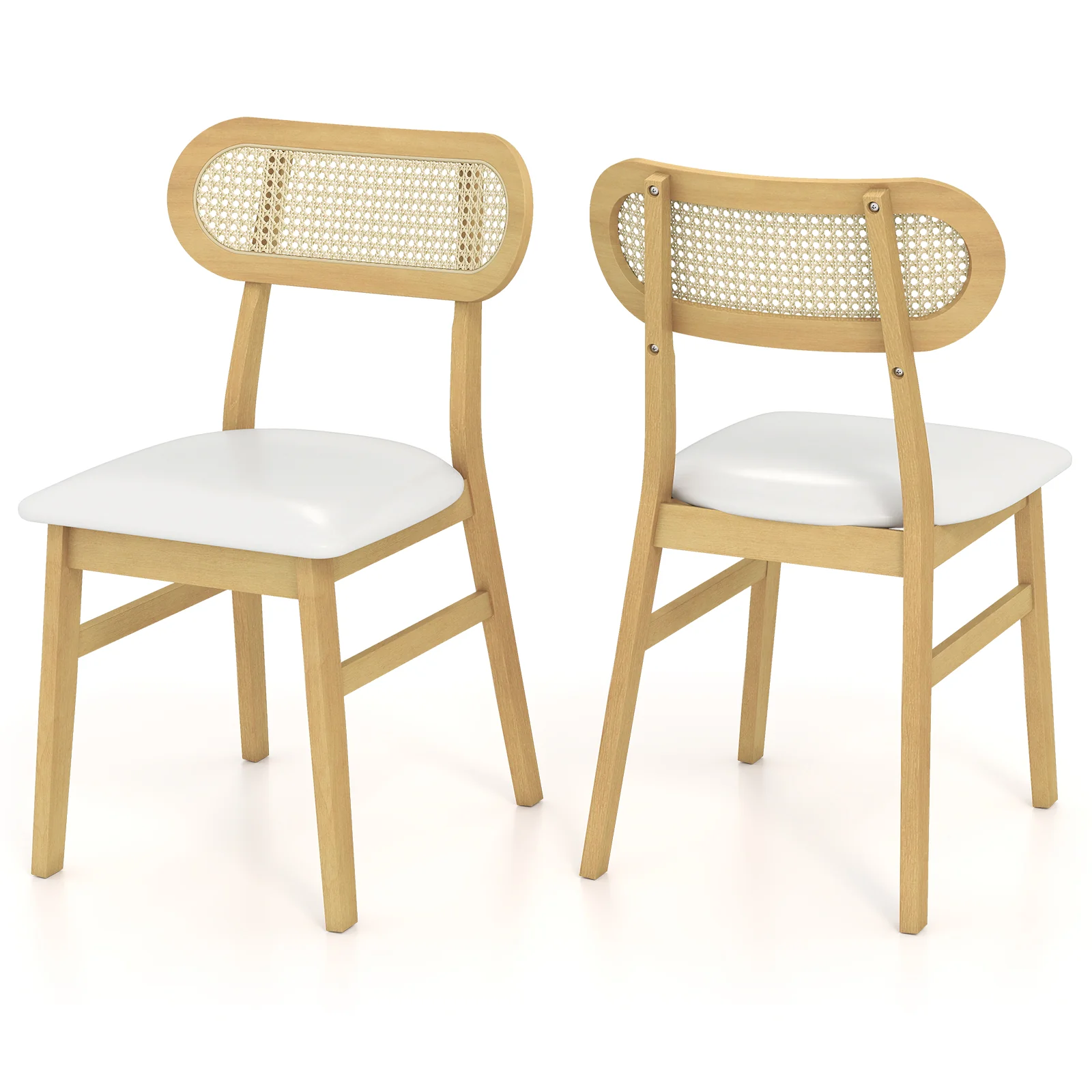 Mid Century Wood Dining Chairs, Set Of 2, White - Image 4