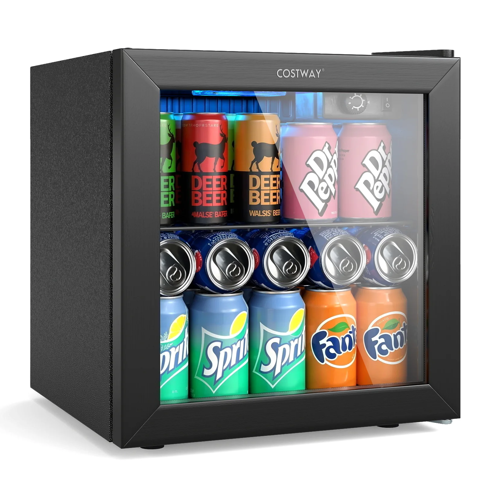 Mini Beverage Refrigerator, 1.3 Cu. Ft., 12 Bottles 55 Cans, Black