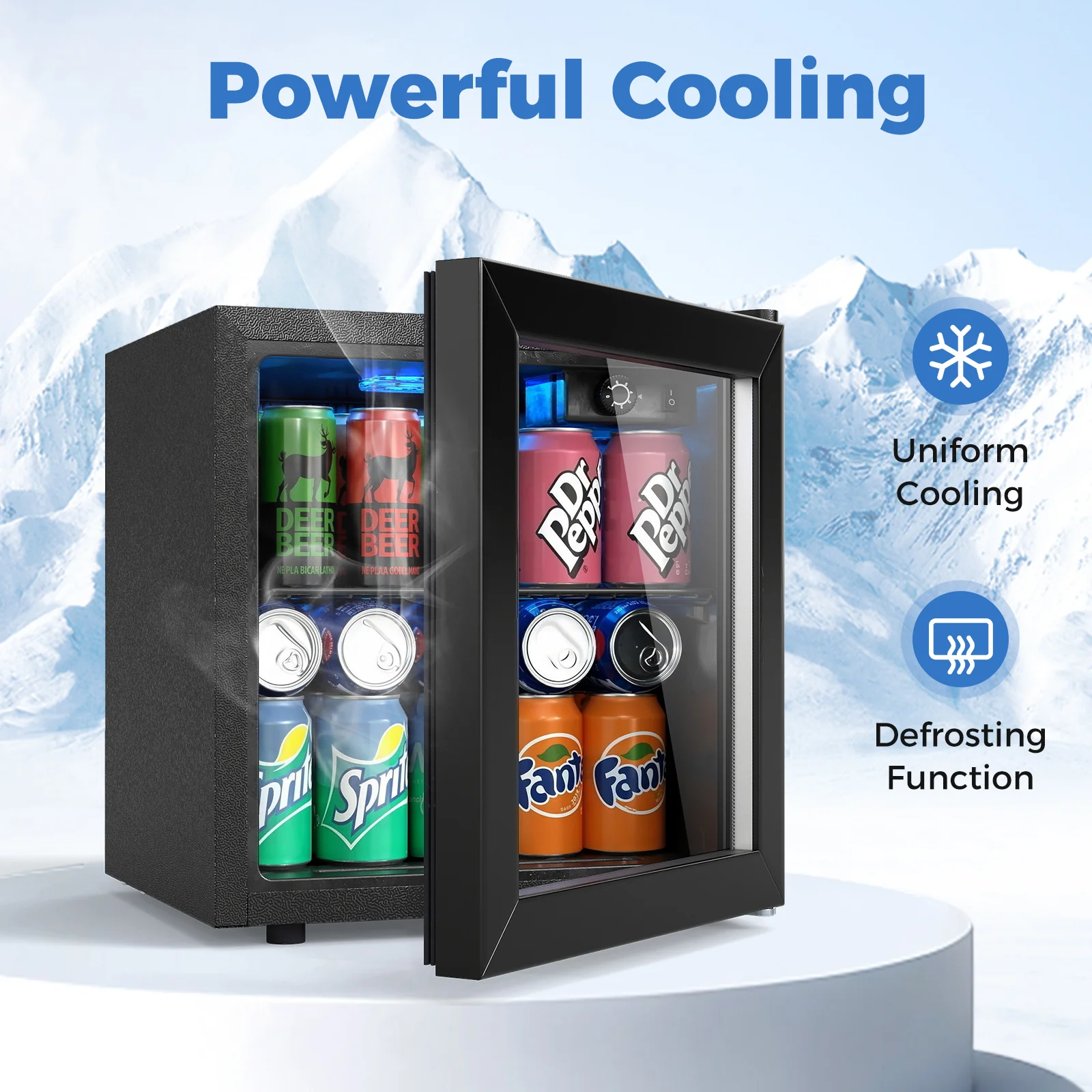 Mini Beverage Refrigerator, 1.3 Cu. Ft., 12 Bottles 55 Cans, Black - Image 7