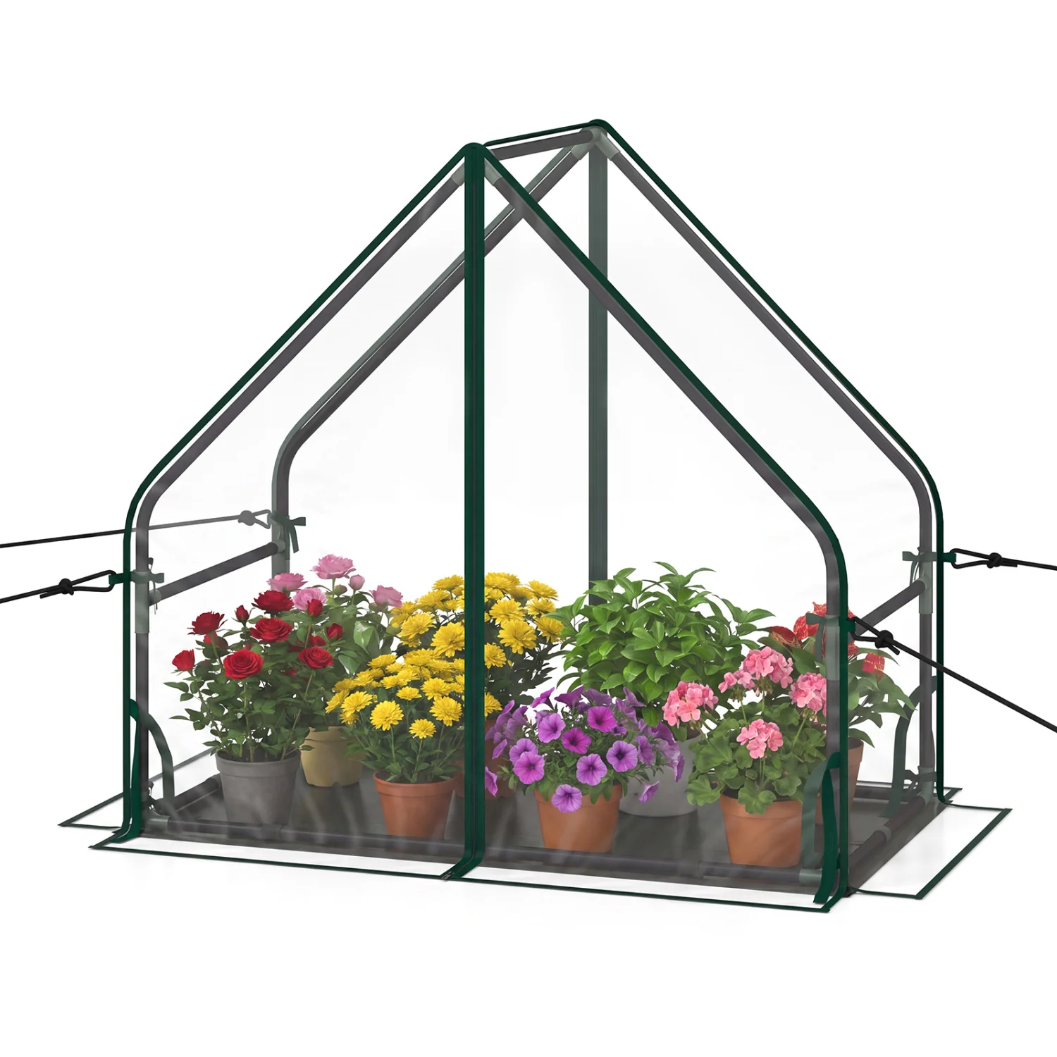 Mini House, Metal Frame, Transparent, Waterproof Bottom, Size S, Green - Image 4