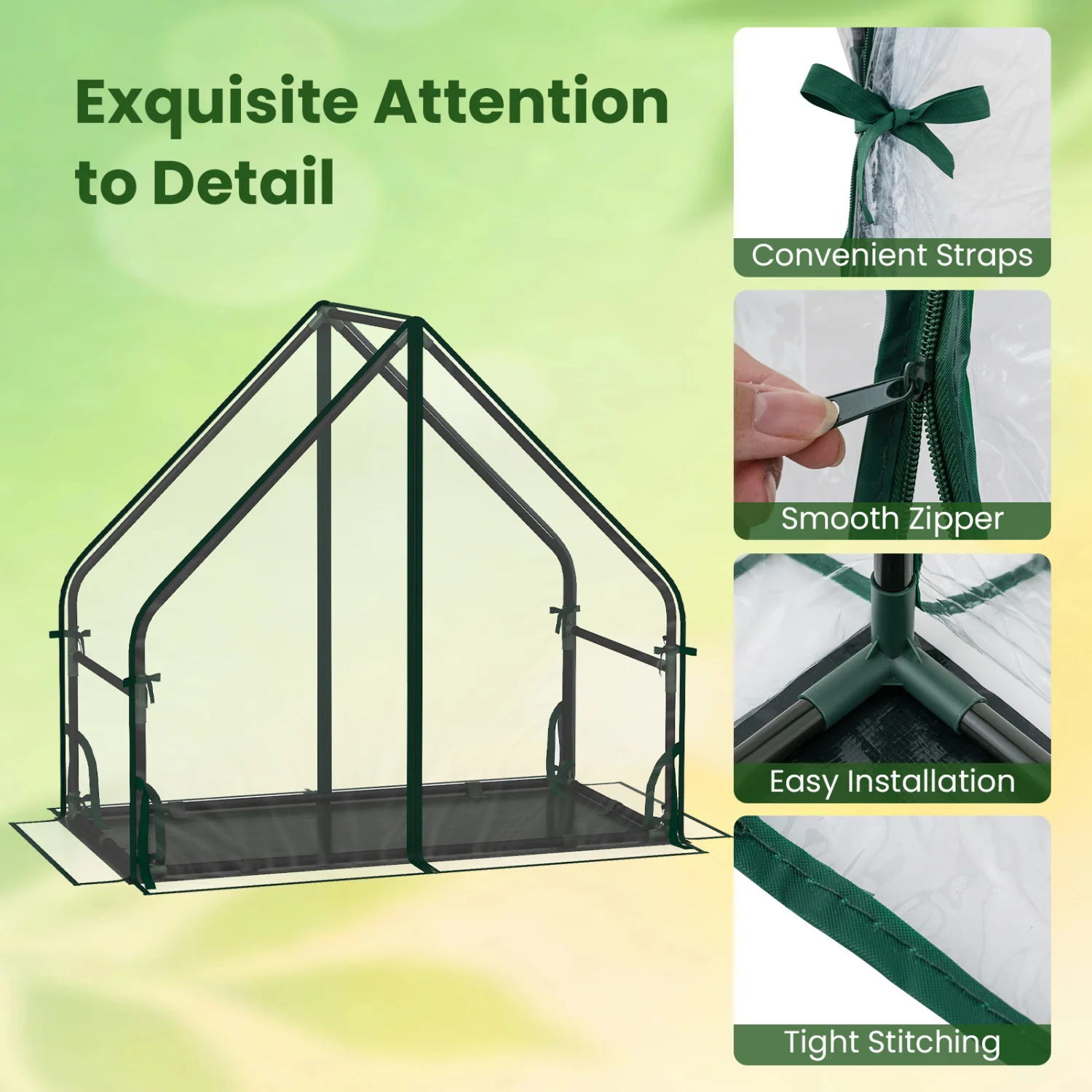 Mini House, Metal Frame, Transparent, Waterproof Bottom, Size S, Green - Image 9