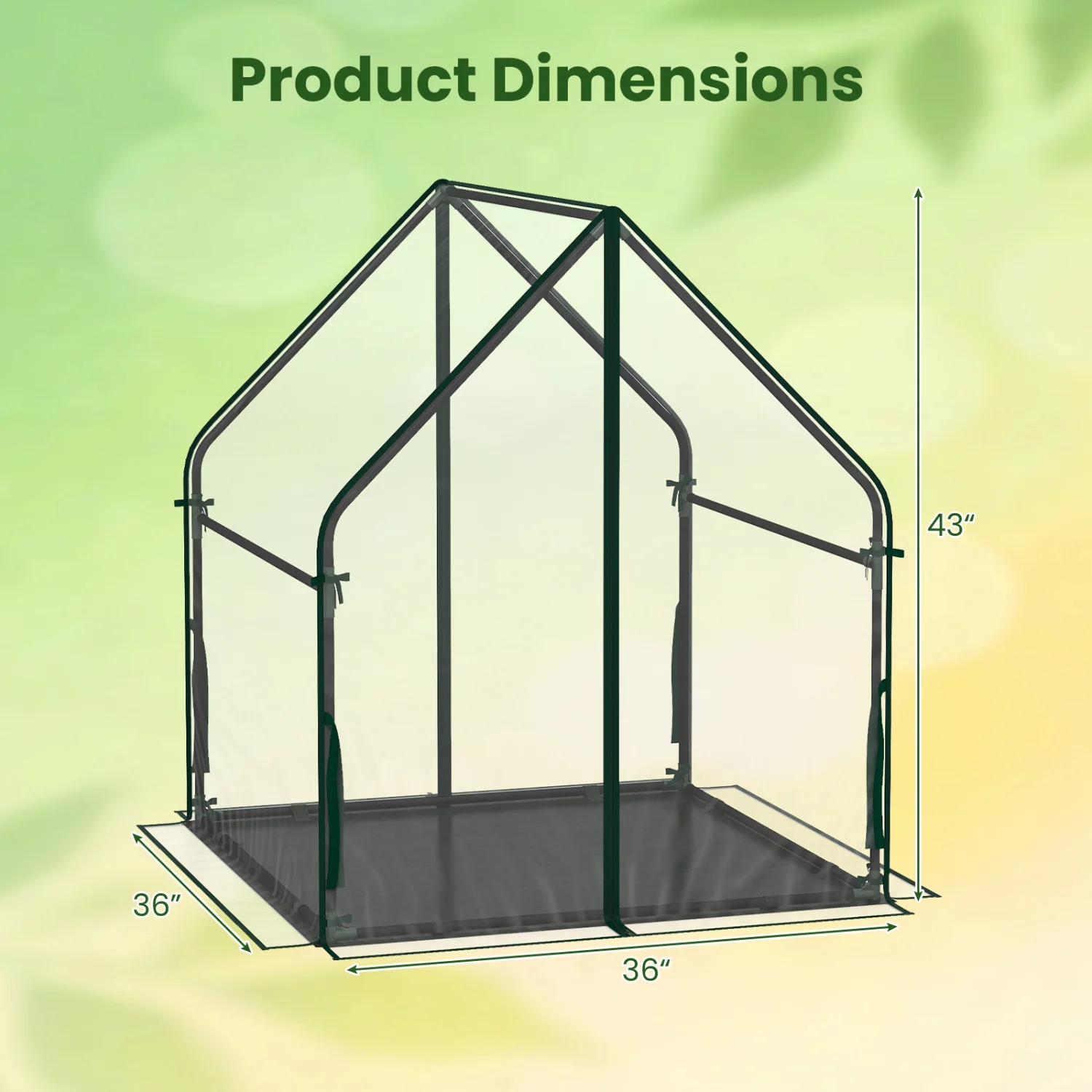 Mini Green House Metal Frame with Waterproof Bottom Mat and Wind Ropes-M, Transparent - Image 5
