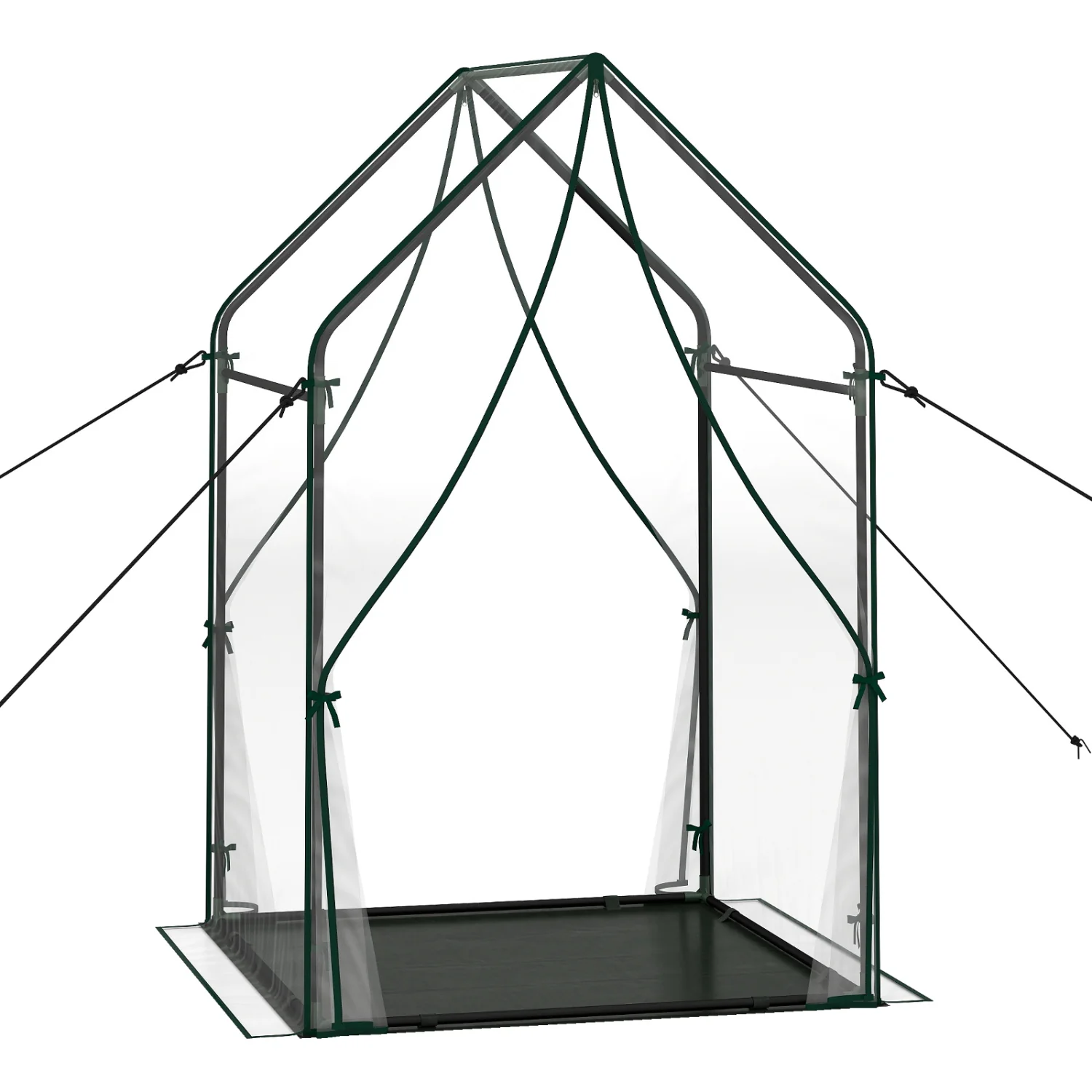 Mini House With Metal Frame, Transparent, L, Green