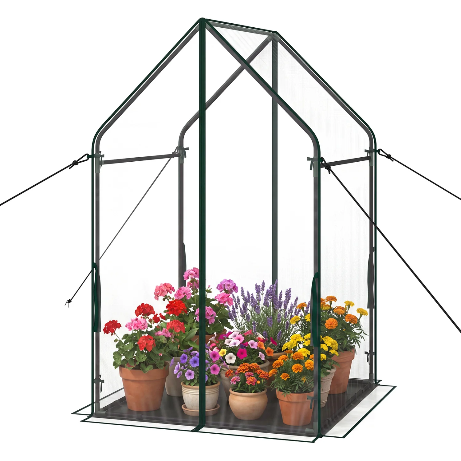 Mini House With Metal Frame, Transparent, L, Green - Image 4